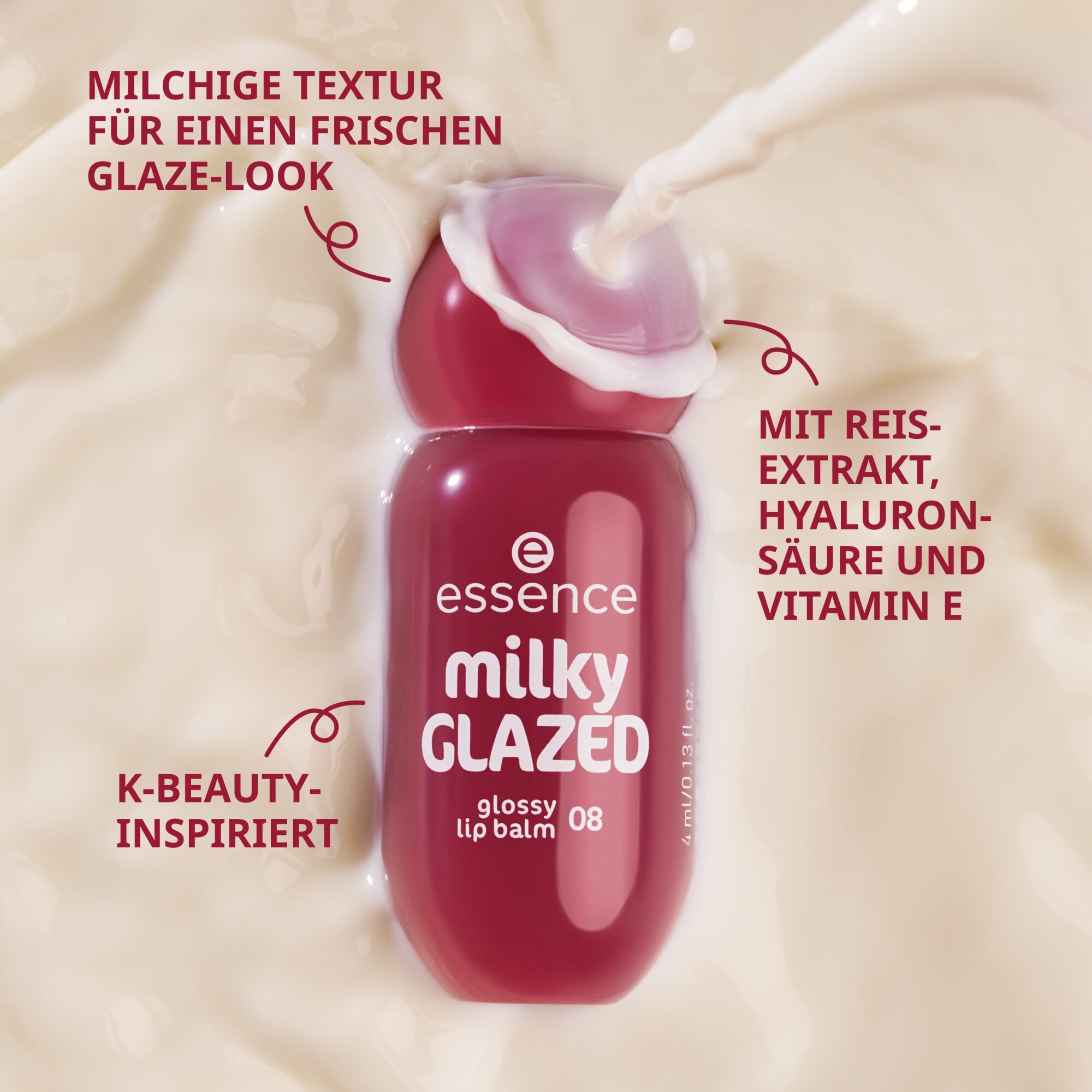 Essence Lipgloss »milky GLAZED glossy lip balm«