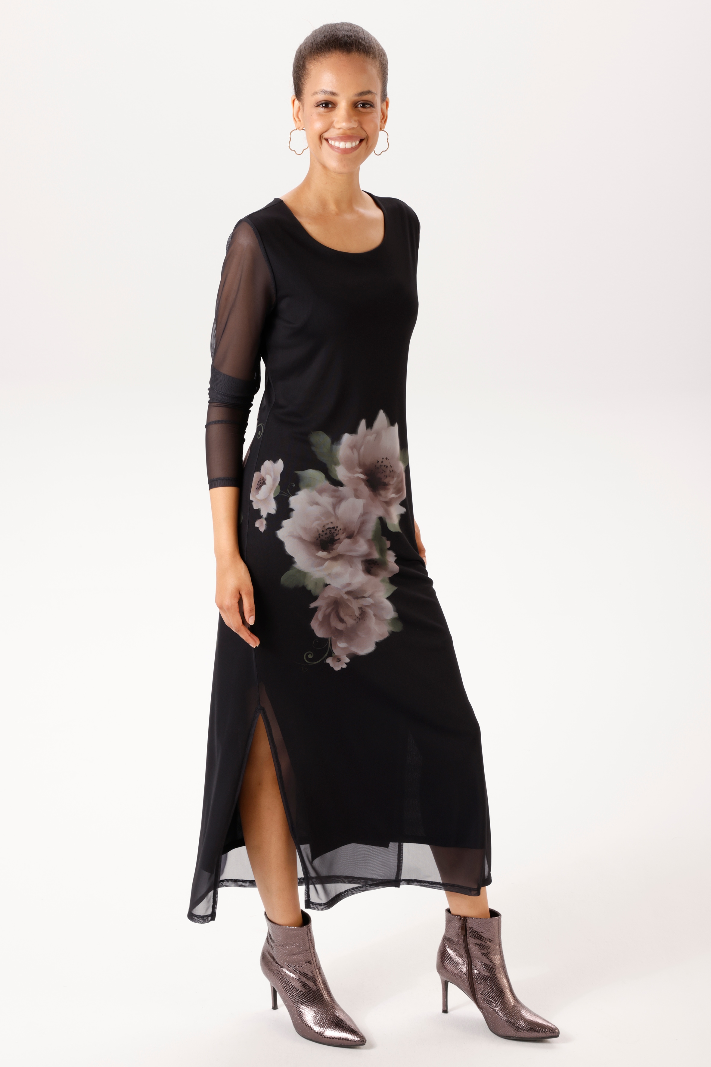 Aniston CASUAL Maxikleid mit großflächigen Batikblüten - NEUE KOLLEKTION