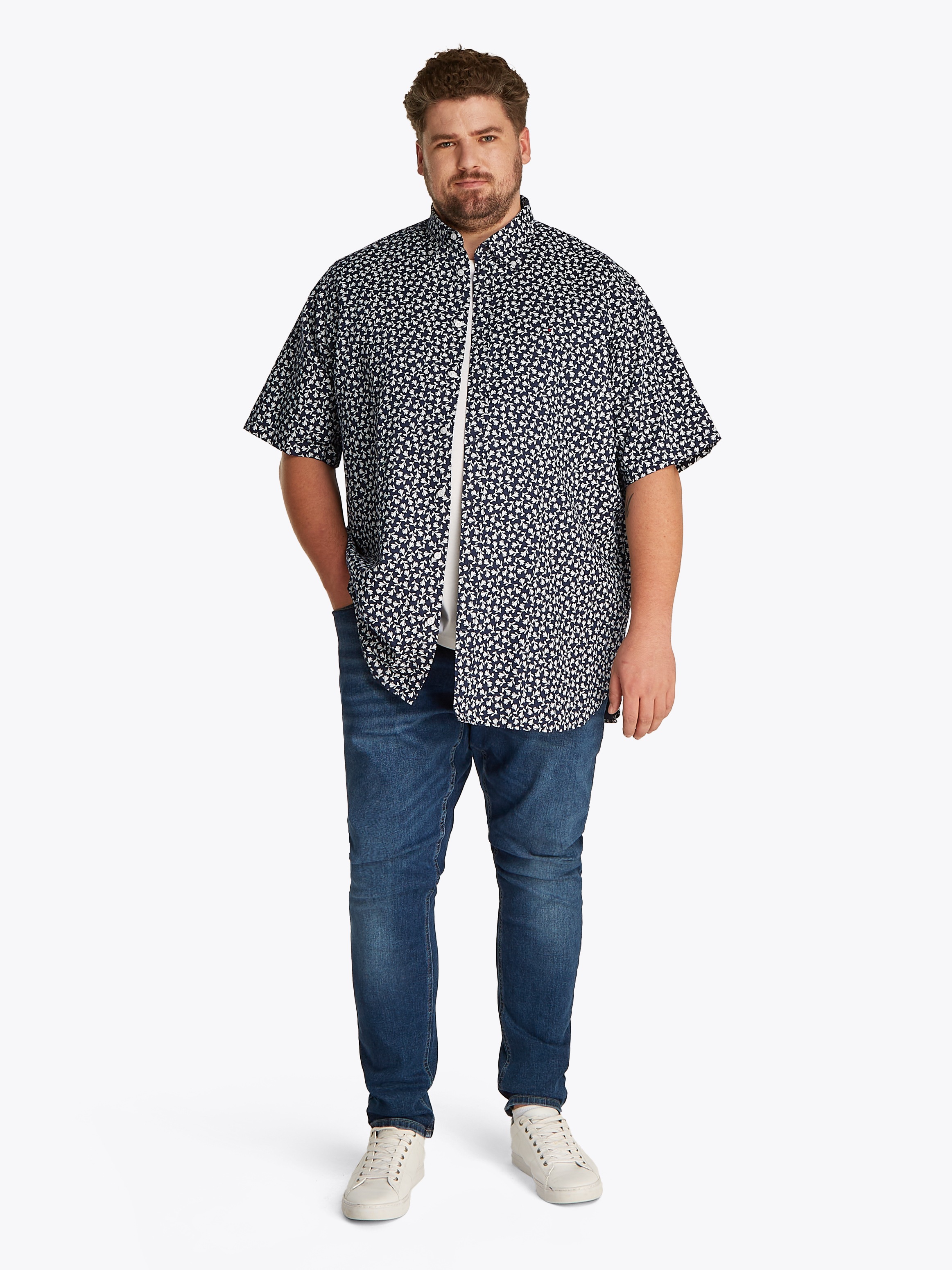 Thumbnail - Tommy Hilfiger Big & Tall Kurzarmhemd "BT-LINEN BLEND MPRINT", mit Allover-Print, Große Größen