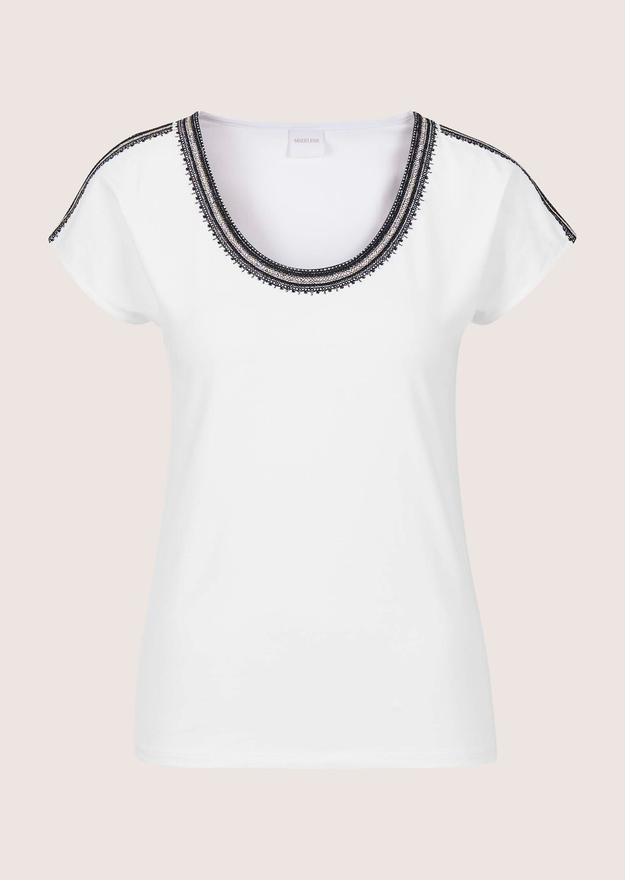 MADELEINE "Blusenshirt Rundhals-Shirt mit Stickerei, Kurzarm" Dekorative Stickerei