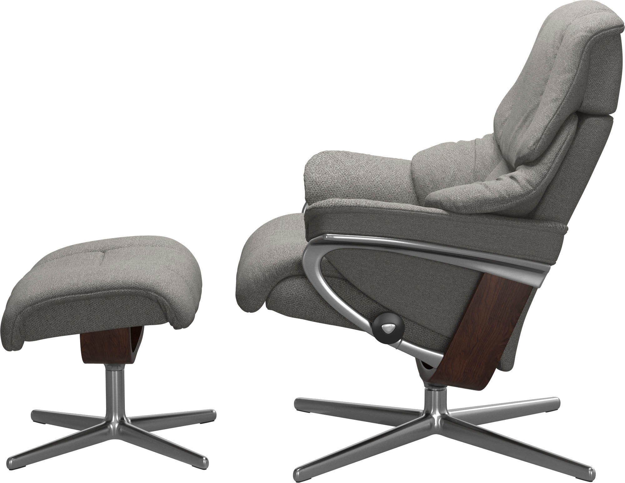 Stressless® Relaxsessel »Reno«, (Set, Relaxsessel mit Hocker), mit Hocker, mit Cross Base, Größe S, M & L, Holzakzent Braun