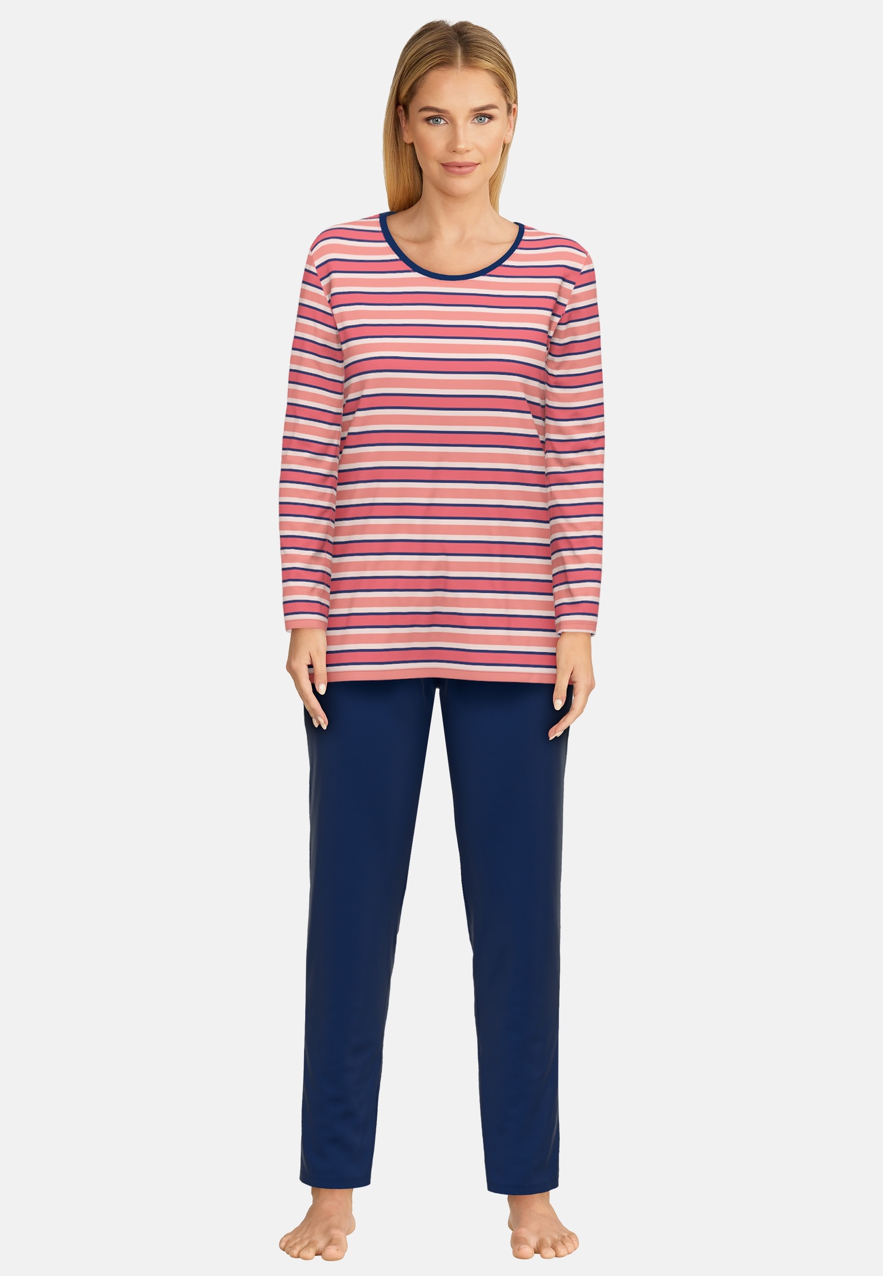 GÖTZBURG Pyjama, Langarm, Rundhalsausschnitt, Oberteil gestreift günstig online kaufen