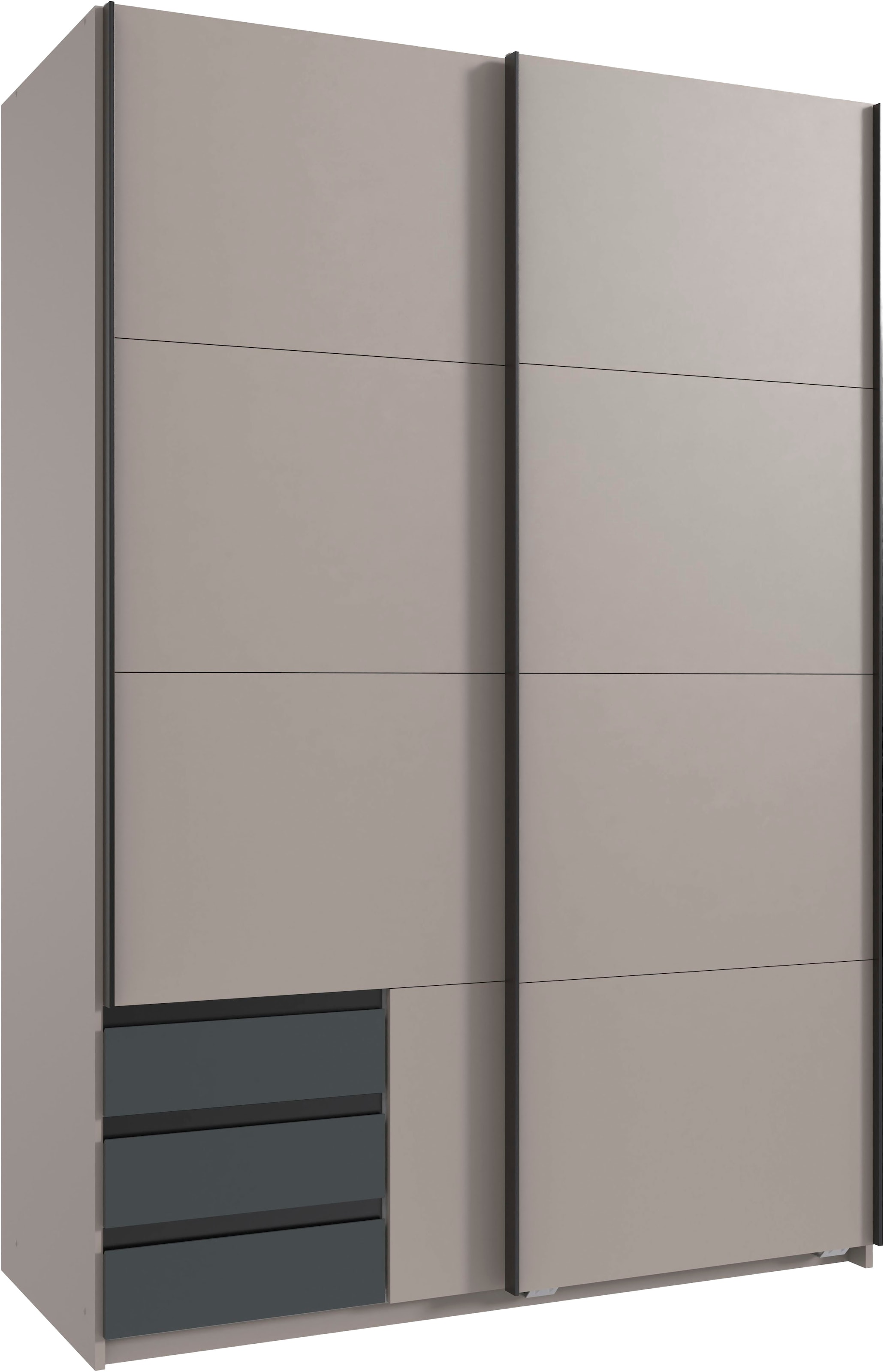 Wimex Schwebetürenschrank "Bahamas, Kleiderschrank in den Breiten 135cm und 180cm erhältlich" inkl. drei farblich abgesetzter Schubladen