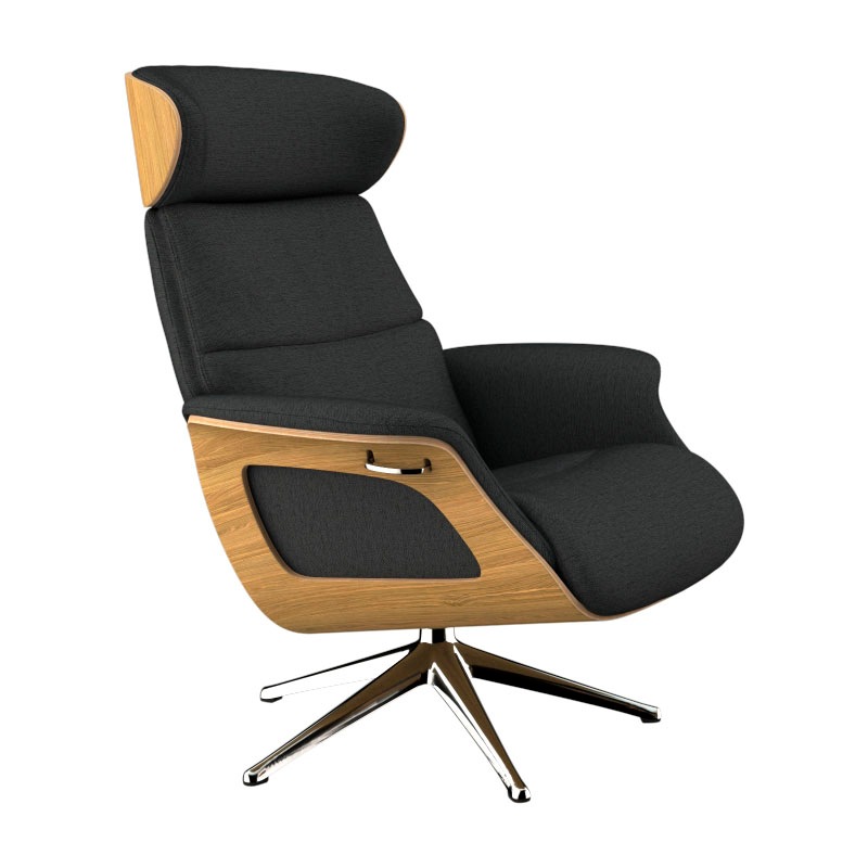 FLEXLUX Relaxsessel »Clement Relaxstuhl, Polstersessel, Liegesessel, TV-Sessel,«, Rücken- & Kopfteilverstellung, Drehbar, Armlehne Eiche, Fuß Alu