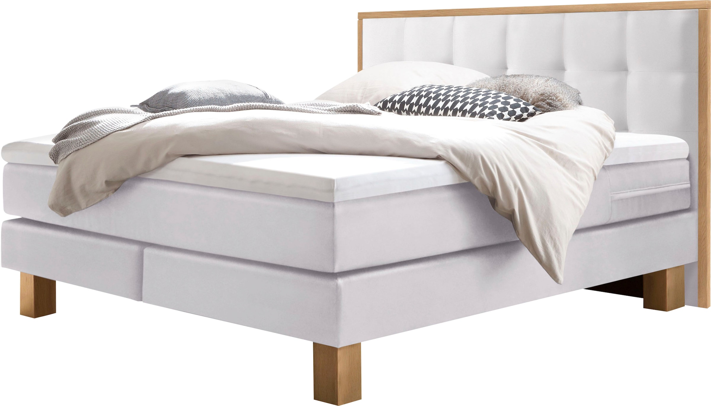 HASENA Boxspringbett "Cottage" stabile Eichenfüsse, gepolsterte Kopfteile m günstig online kaufen