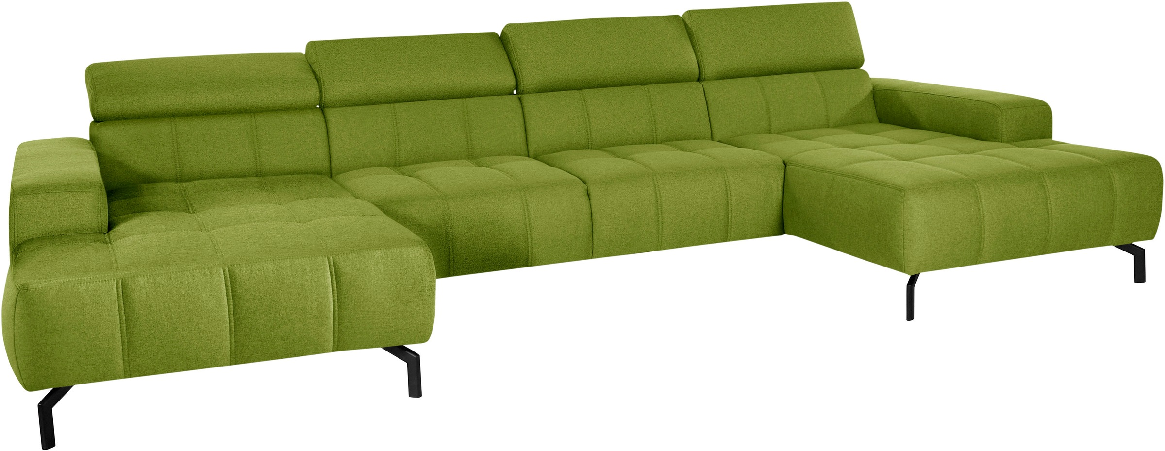 DOMO collection Wohnlandschaft »Cunelli tolle Sitznähte als Designelement, fester Sitzkomfort, U-Form«, wahlweise mit Kopfteilverstellung, bodenfrei