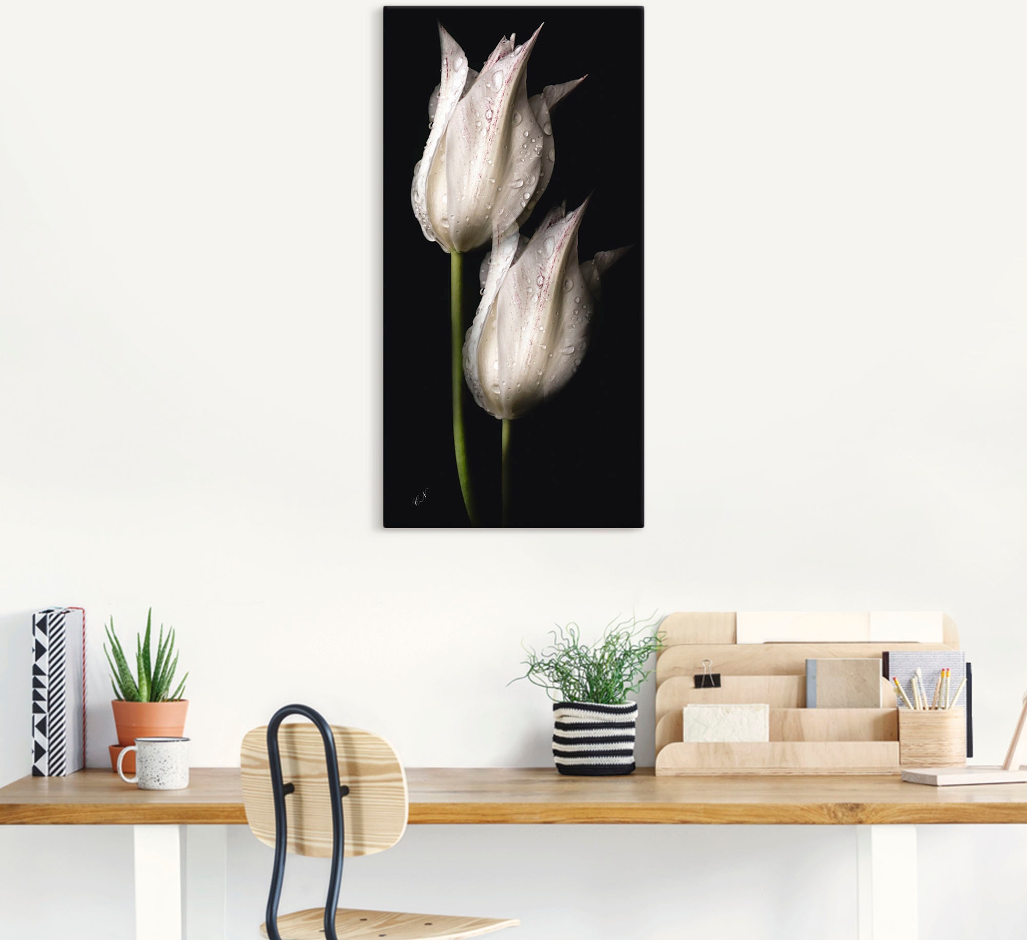 Thumbnail - Artland Wandbild "Weiße Tulpen in der Nacht" Blumenbilder 1 Stk. tlg. als Alubild, Outdoorbild, Leinwandbild, Poster, Wa...
