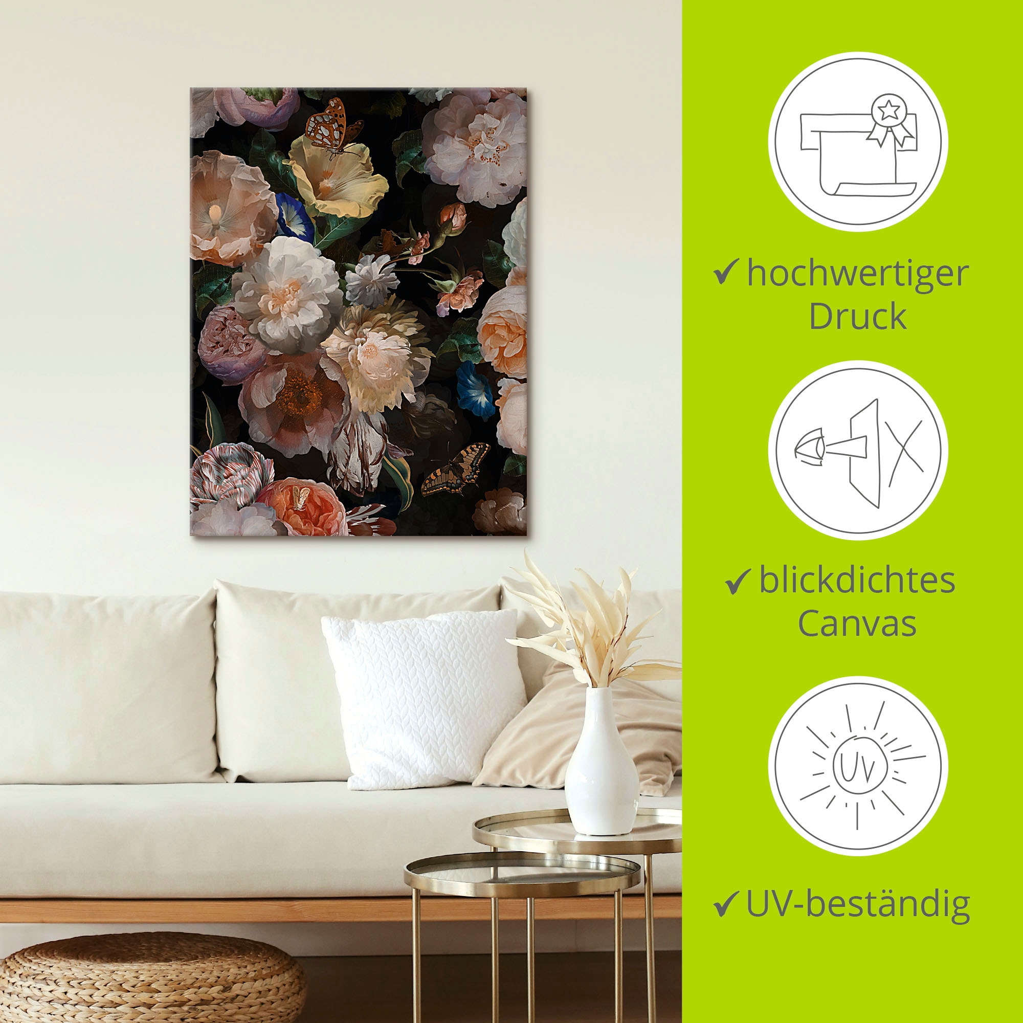 Artland Wandbild »Antike Holländische Blumen«, Blumenbilder, (1 St.), als Alubild, Outdoorbild, Leinwandbild, Poster, Wandaufkleber