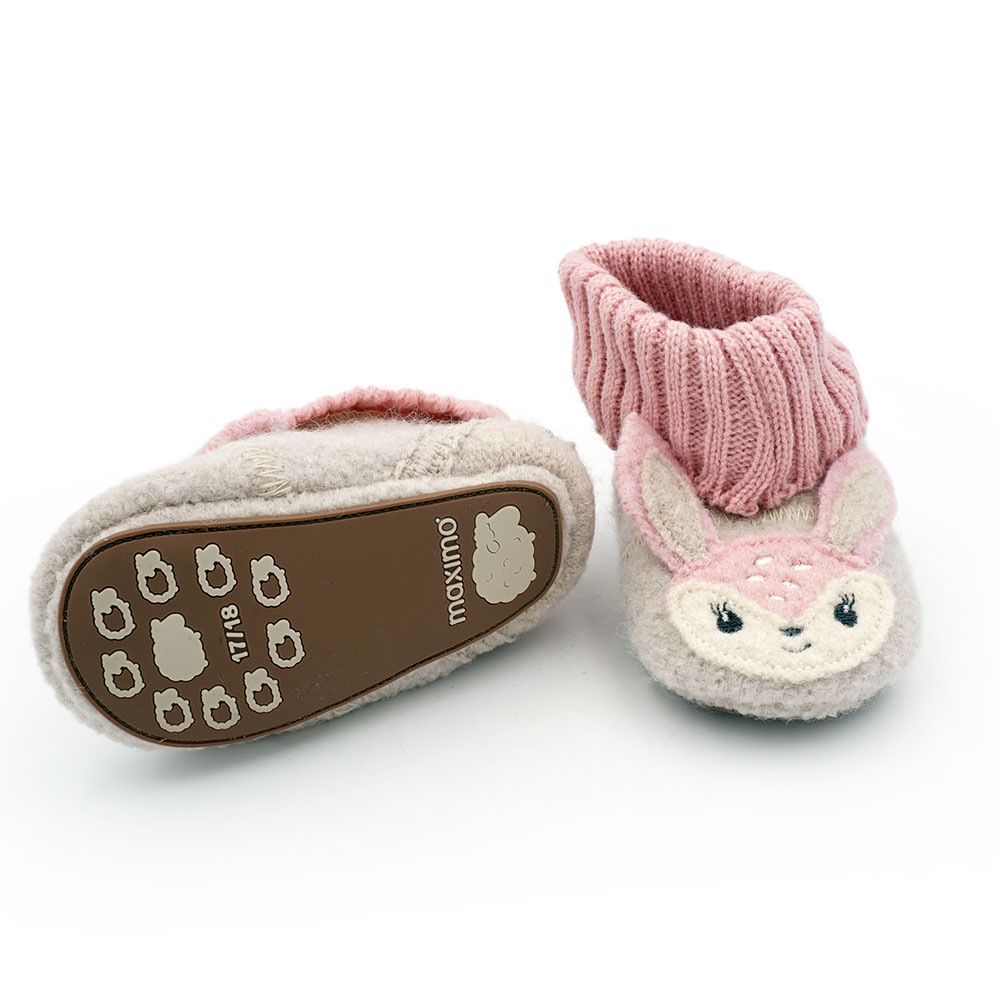 MAXIMO Hüttenschuhe, Wolle, Anti-Rutsch-Sohle, gefüttert, Strickbündchen, mit Öhrchen
