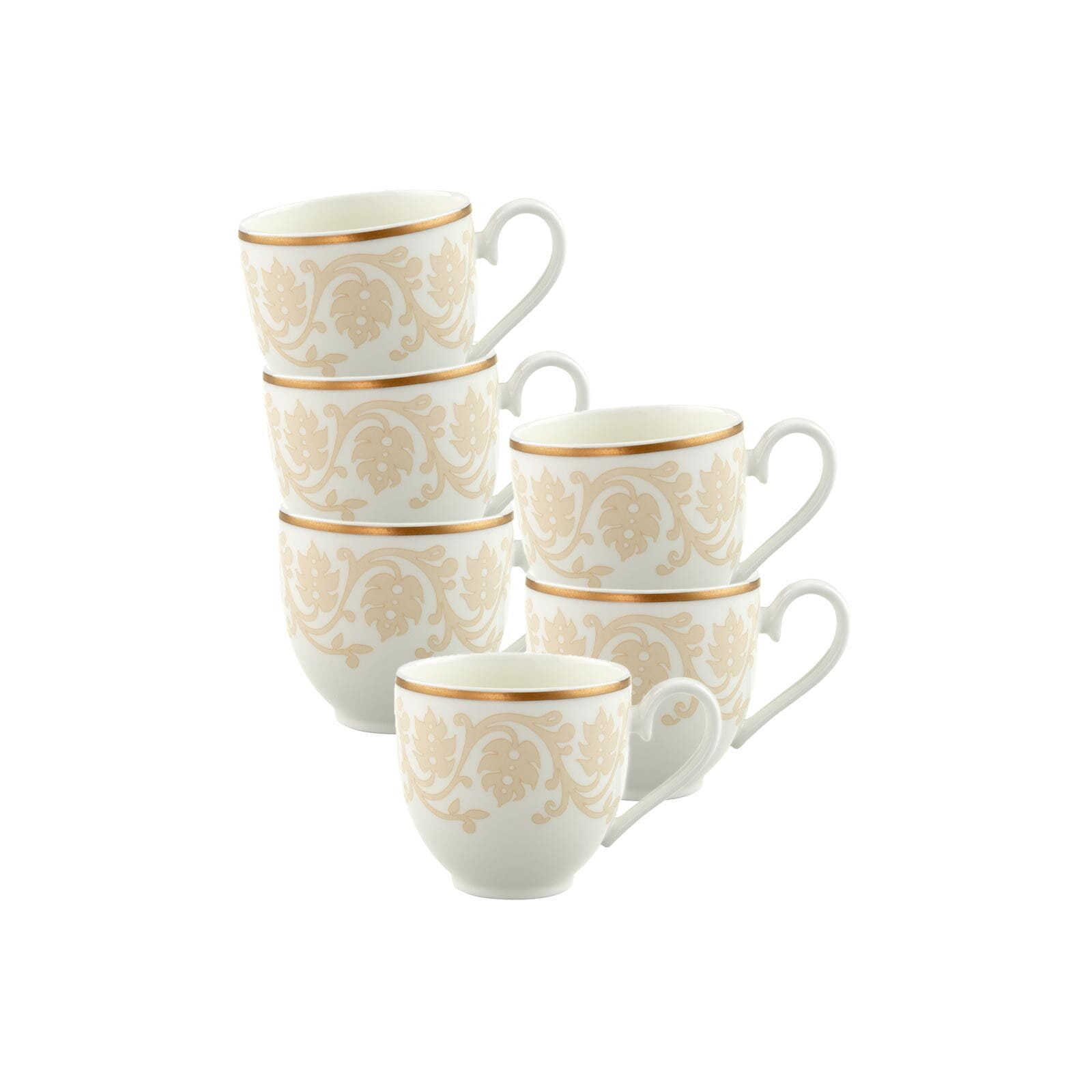 VILLEROY & BOCH Espressotasse "Espressoobertassen Ivoire 70 ml 6er Set weiß-gold", 6 tlg., bunt, Trinkgefäße