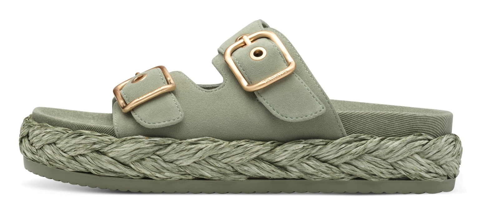 Tamaris Pantolette, Plateaus, Sommerschuh, Strandschuh mit vorgeformtem Fußbett