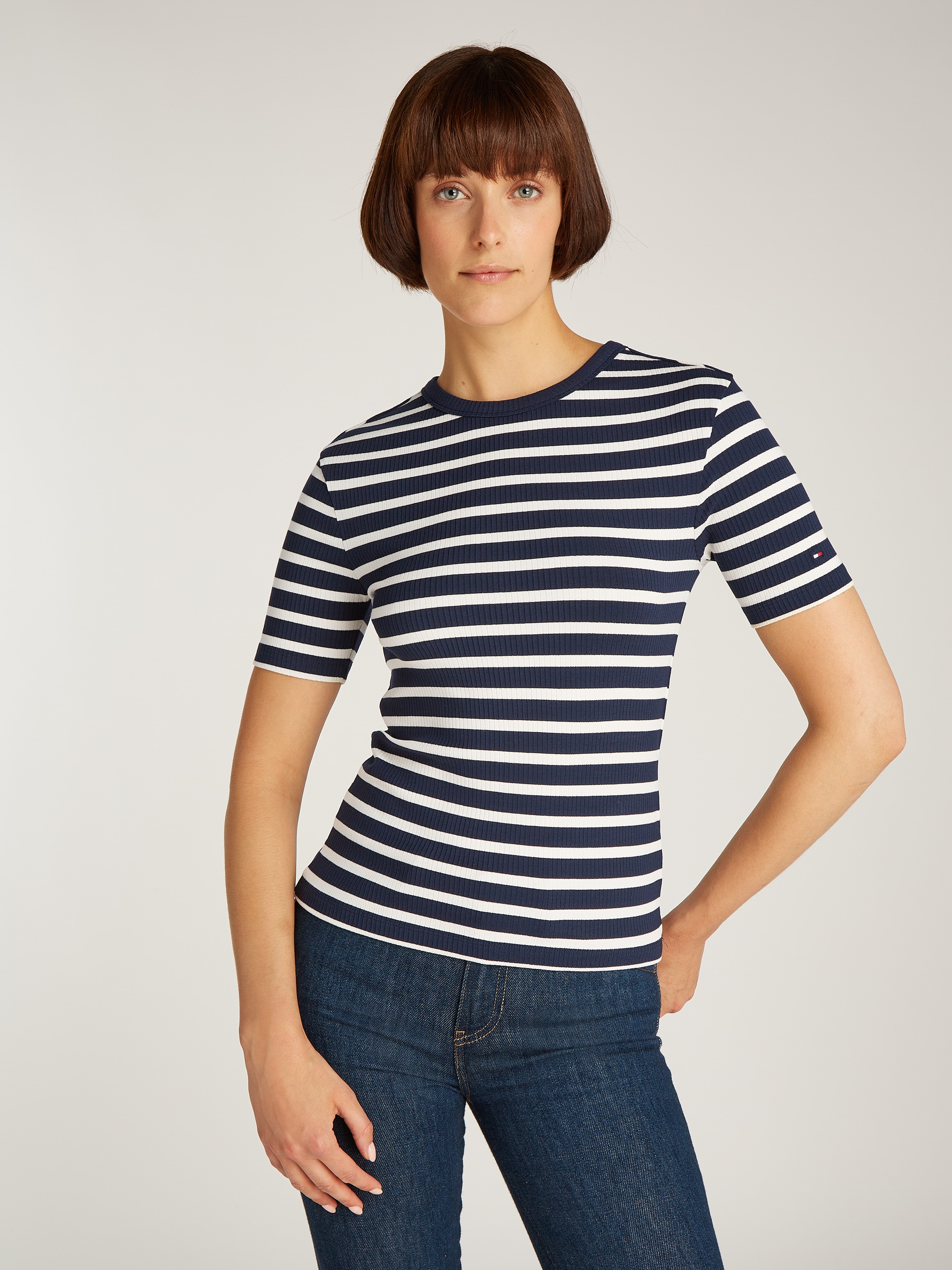 Tommy Hilfiger Langarmshirt "SLIM 5X2 RIB O-NK LS", mit Struktur günstig online kaufen