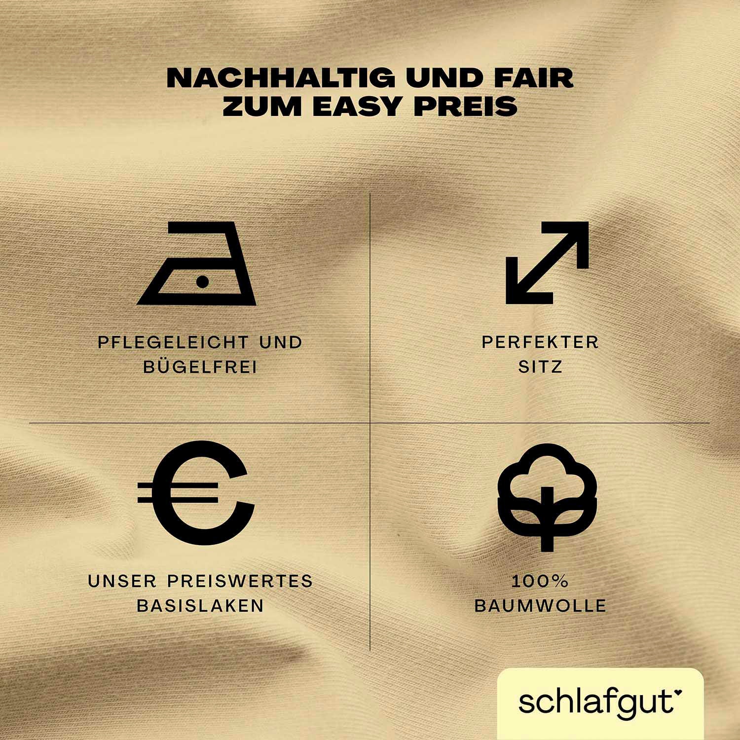 Thumbnail - Schlafgut Spannbettlaken "EASY aus 100% Baumwolle, weich & saugfähig, Marken-Bettlaken", für Matratzen bis 22 cm Höhe, i...