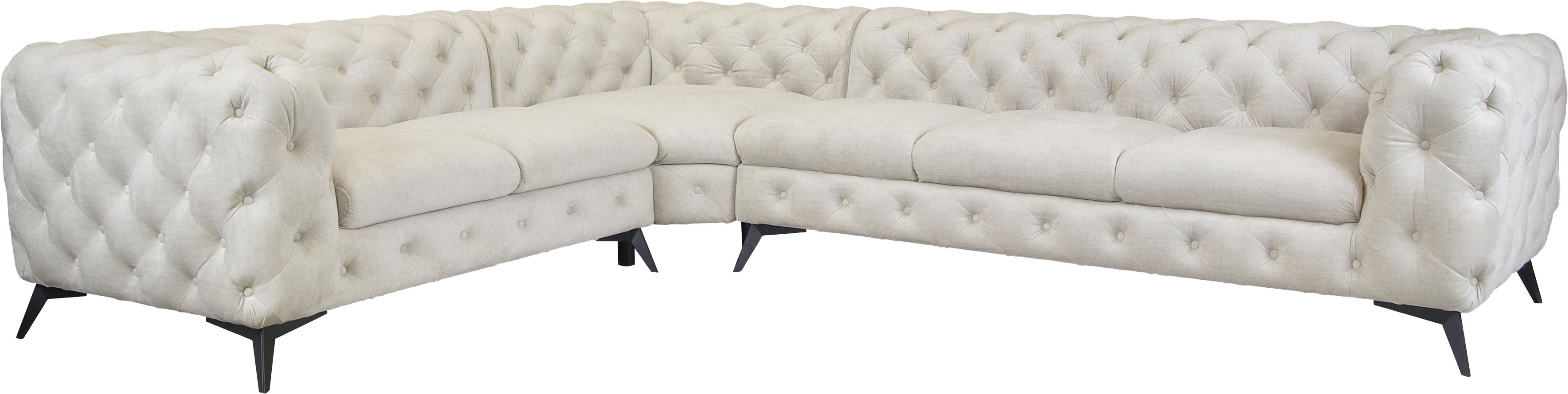 Thumbnail - Leonique Chesterfield-Sofa "Ecksofa GLYNIS L-Form mit Wellenunterfederung, Maße B/T/H 323/264/75cm", aufwändige Knopfhef...