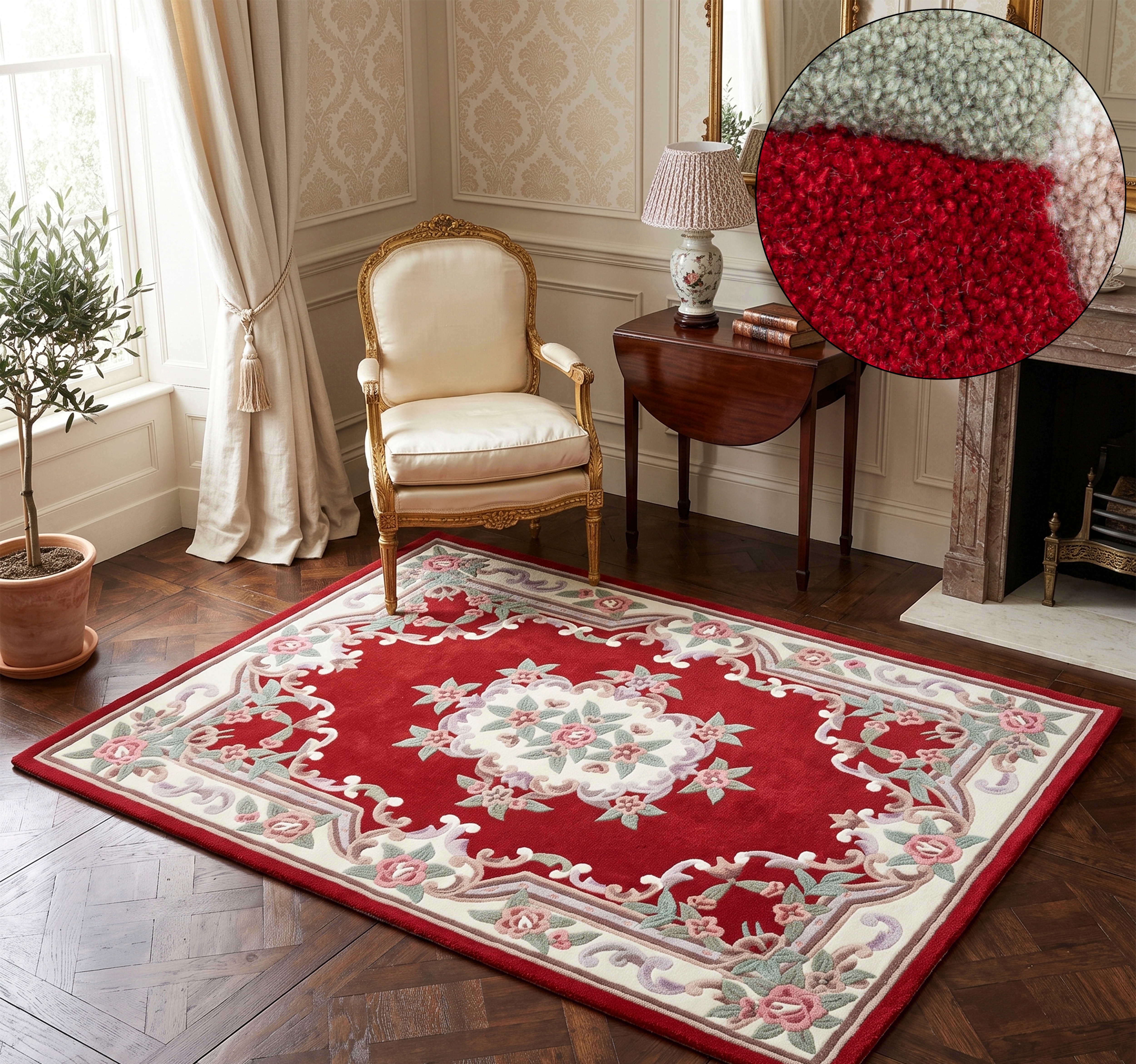 THEKO Teppich "Ming" rechteckig 14 mm Höhe handgefertigt, Pastell-Farben, florales Design, Wohnzimmer