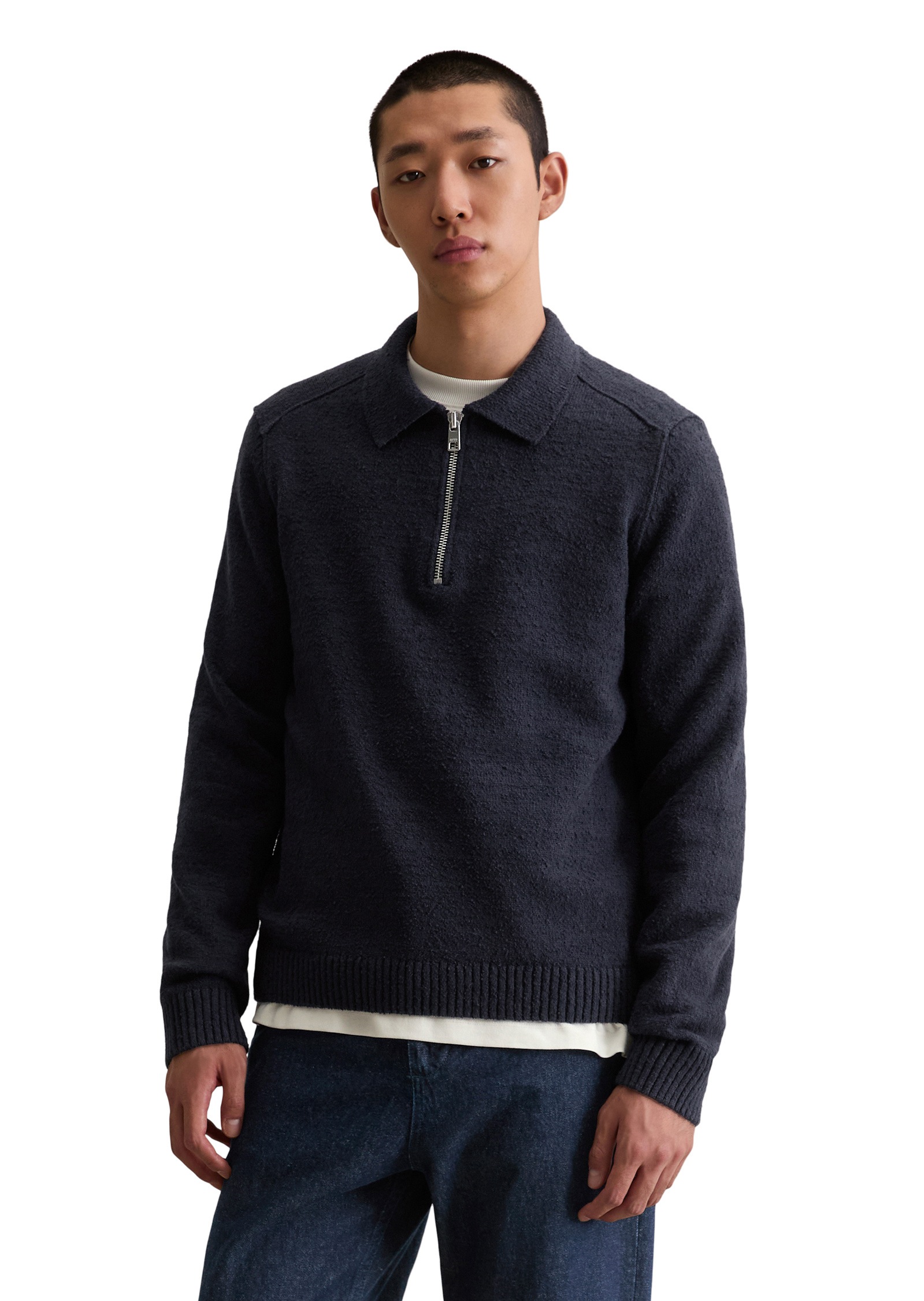 Marc OPolo DENIM Langarm-Poloshirt "aus Bio-Baumwolle" günstig online kaufen