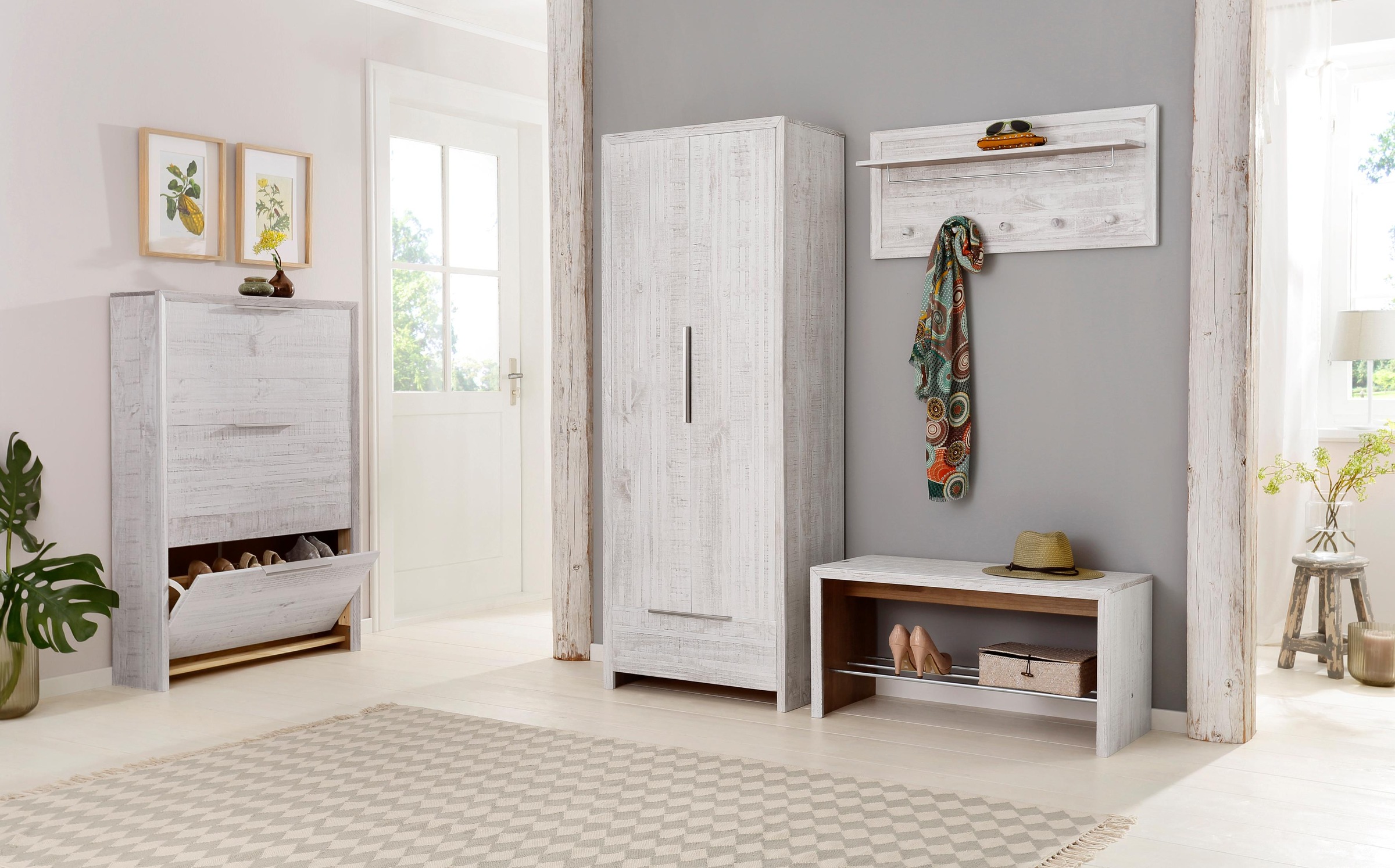 OTTO home Garderobenpaneel "Auckland" mit 1 Metallstange und 5 Haken, aus M günstig online kaufen