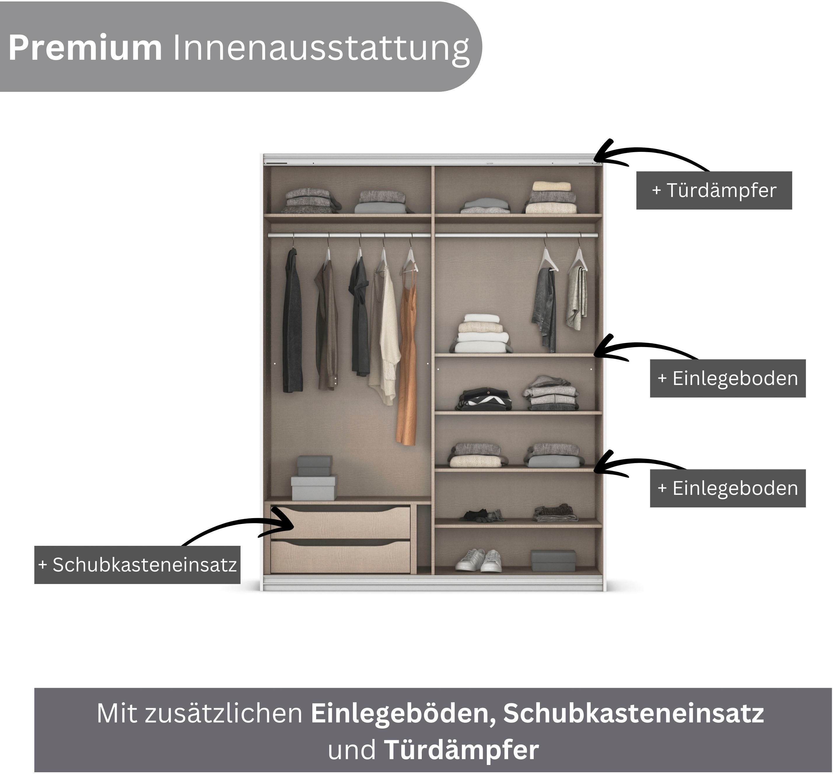 Thumbnail - INOSIGN BY RAUCH Schwebetürenschrank "Kleiderschrank Schrank Garderobe Schlafzimmerschrank THANOS" in 3 verschiedenen Au...