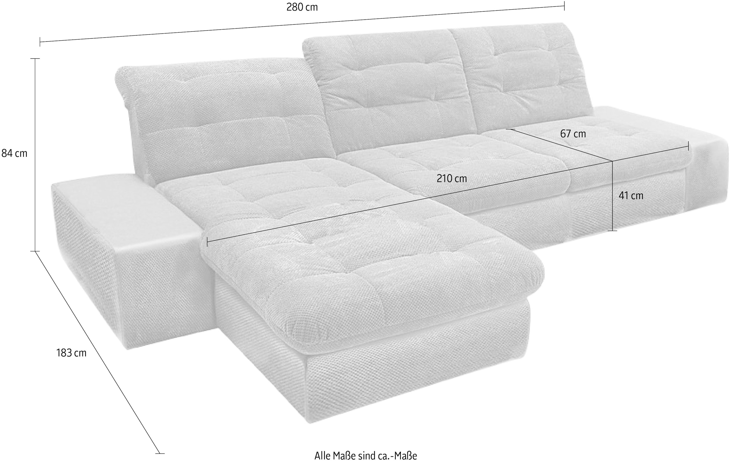 sit&more Ecksofa »Pale L-Form«, inklusive Kopfteilverstellung, wahlweise mit Bettfunktion