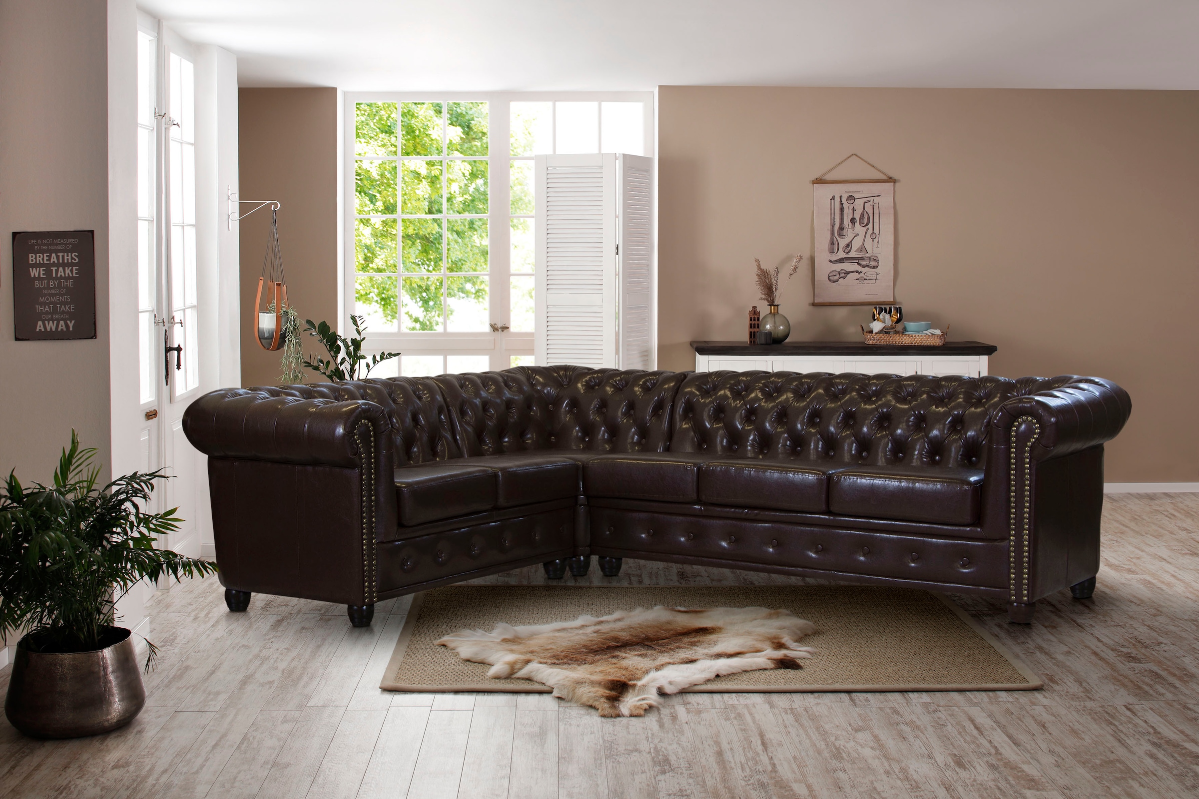 Home affaire Chesterfield-Sofa "Rysum L-Form", Chesterfield-Optik, langer S günstig online kaufen