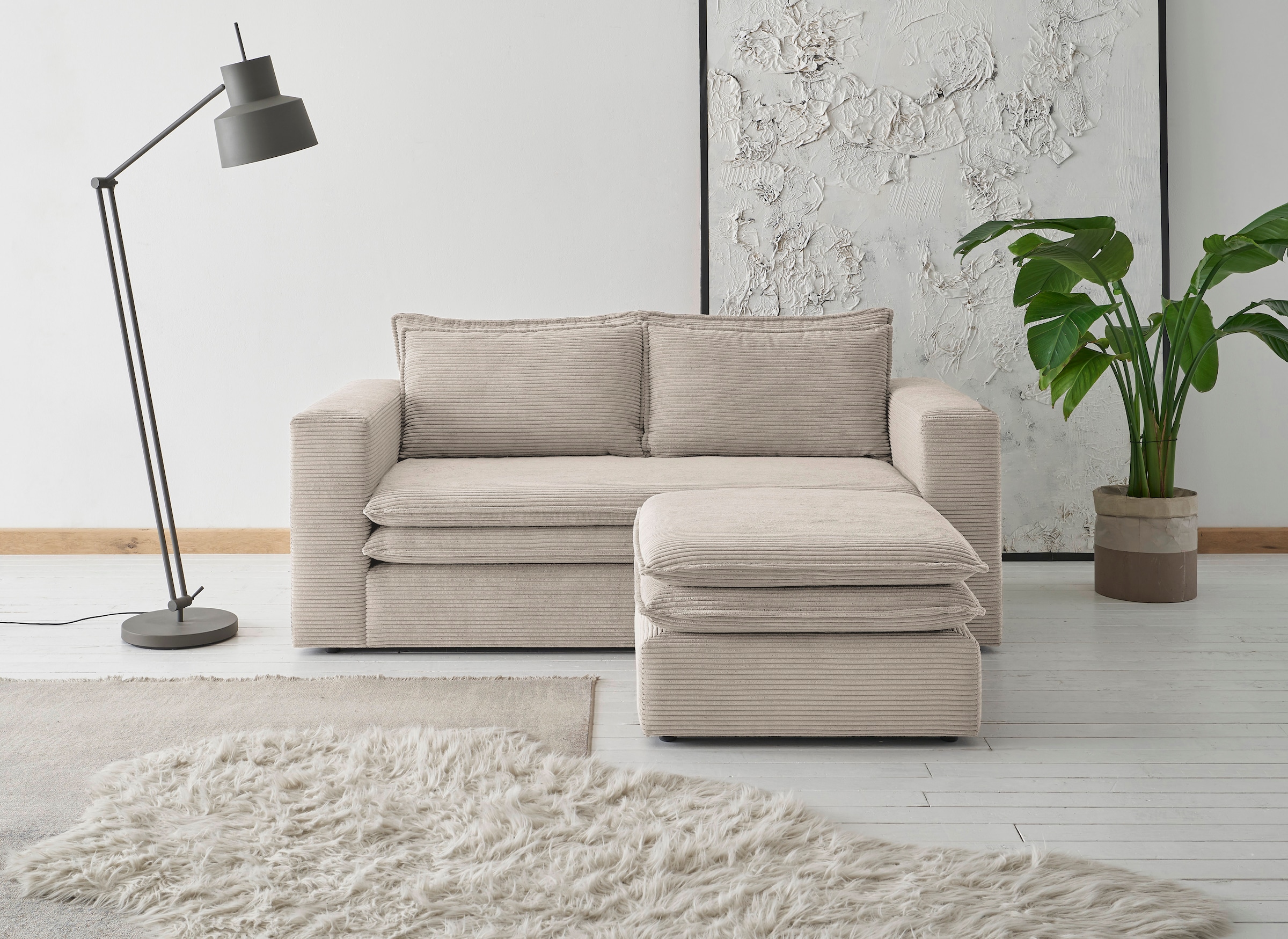 Home affaire Sitzgruppe "PIAGGE" 2 Stk. tlg. 2-Sitzer-Sofa und Hocker klein günstig online kaufen