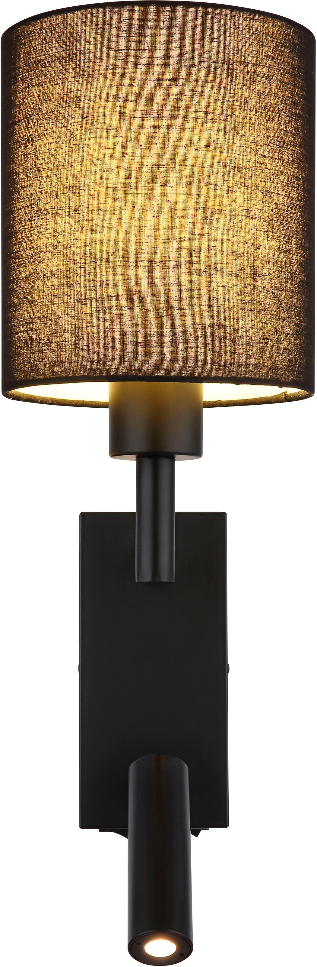 GLOBO LIGHTING Wandleuchte »ZAMORA« E27 1 Stk. Bewegliche Wandleuchte mit Textilschirm und LED
