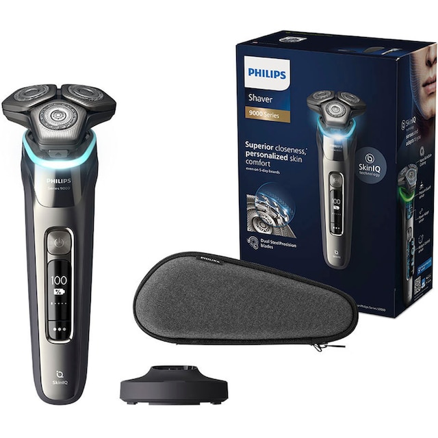 Philips Elektrorasierer »Shaver Series 9000 S9974/35«, ausklappbarer  Präzisionstrimmer, Ladestand und Etui, mit SkinIQ Technologie | BAUR