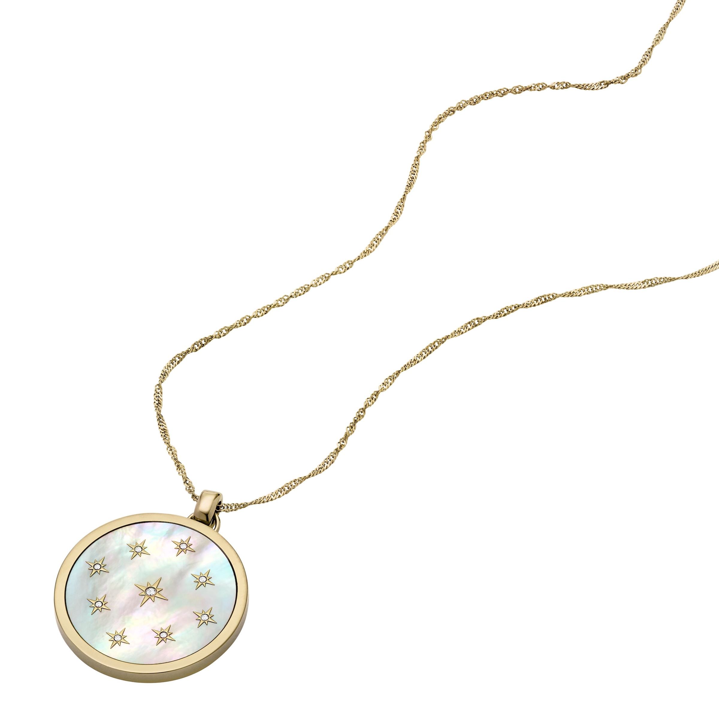 Fossil Kette mit Anhänger »Schmuck Geschenk Edelstahl JEWELRY, JF04864710«, mit Glasstein - mit Perlmutt