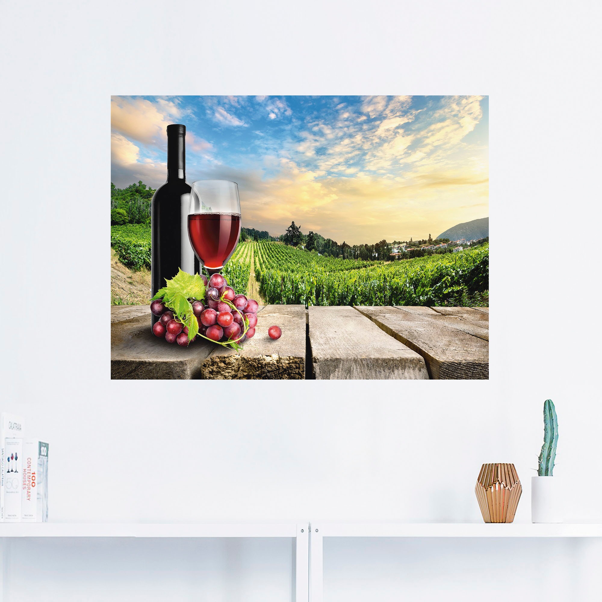 Artland Wandbild »Wein vor Weinbergen«, Berge, (1 St.), als Alubild, Outdoorbild, Poster, Wandaufkleber in verschied. Größen