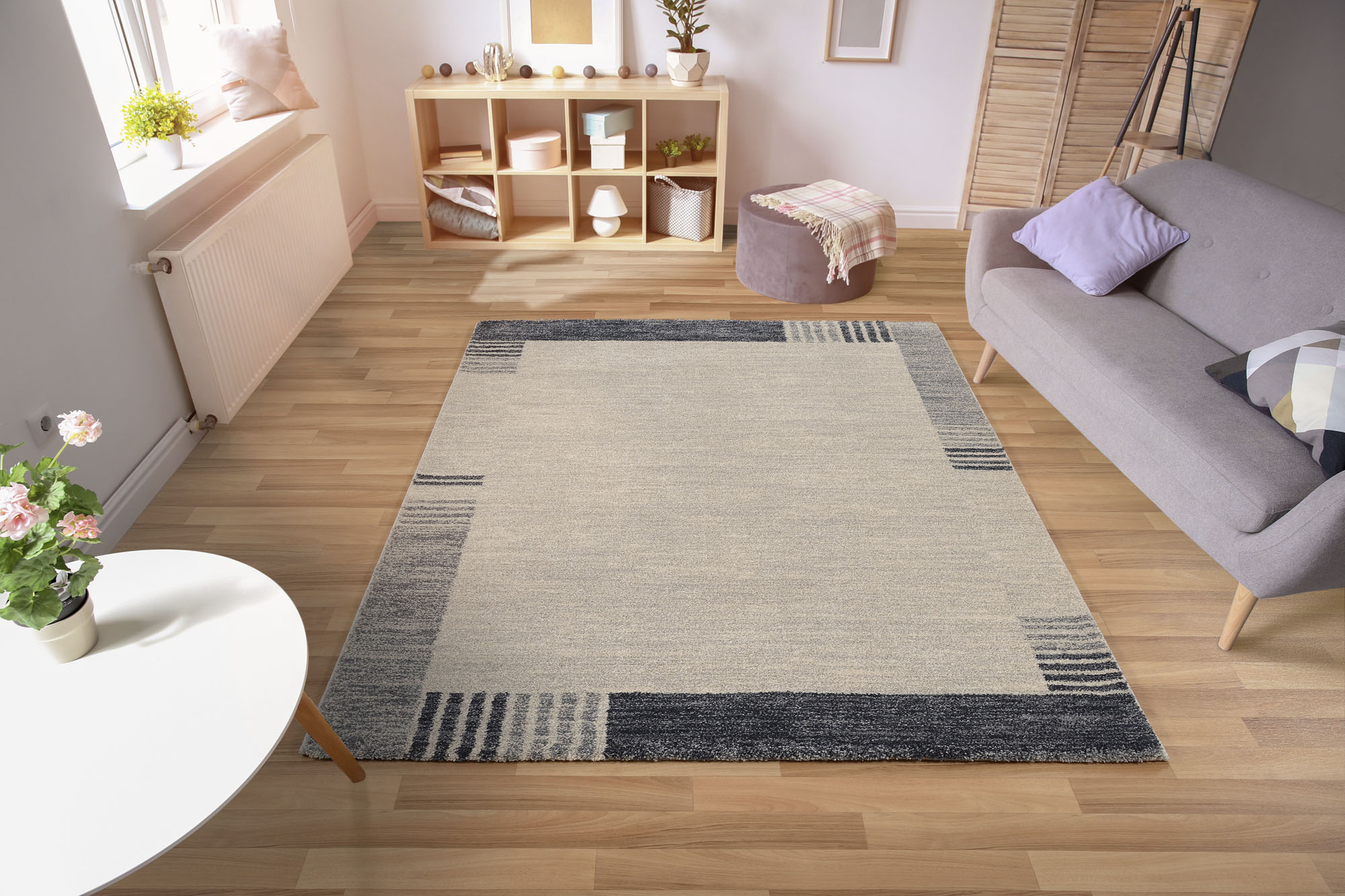 OCI DIE TEPPICHMARKE Teppich "CASTLE FLORA, auch als Läufer und Rund" rechteckig 20 mm Höhe dichter Frisé Kurzflor, farbiger Bordüre, Wohnzimmer, Schlafzimmer