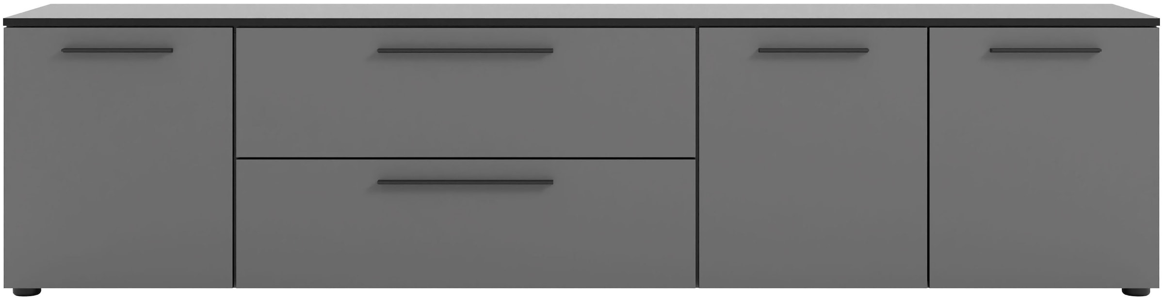 Manjana Möbel Lowboard "mit Schwarz matten Metallgriffen" günstig online kaufen