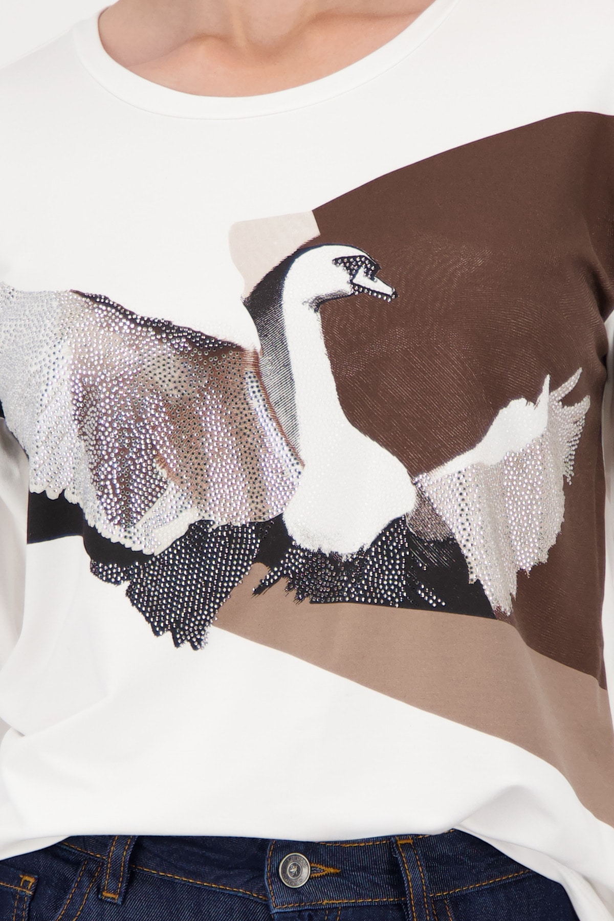 Monari 3/4-Arm-Shirt »Shirt Schwan«, Regular fit mit Rundhalsausschnitt
