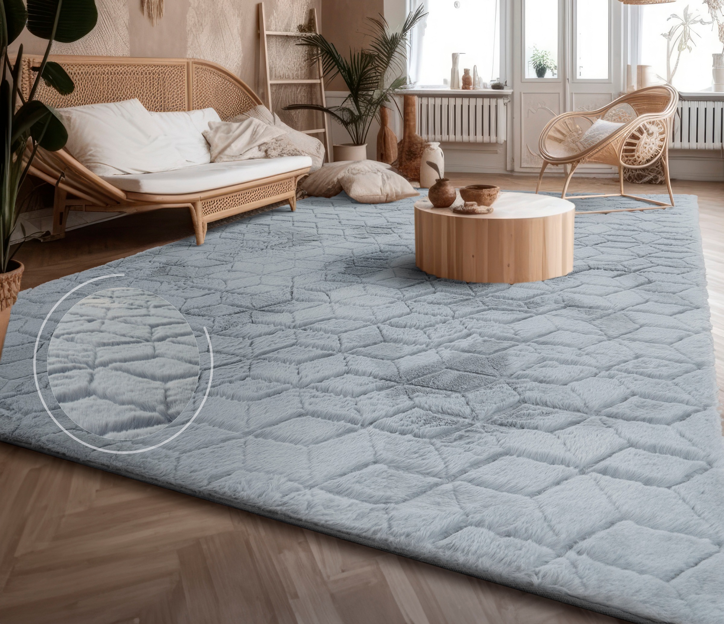 Paco Home Hochflor-Teppich "Arnheim 745" rechteckig 26 mm Höhe Uni Farben, günstig online kaufen