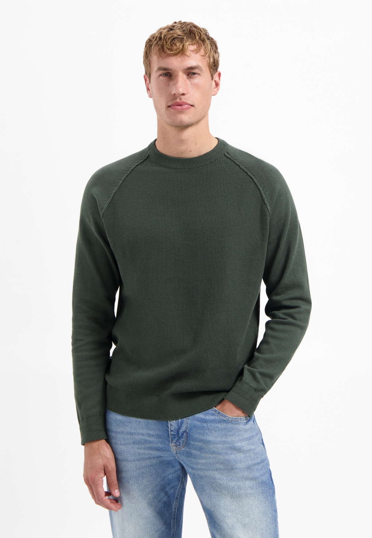 NO EXCESS V-Ausschnitt-Pullover "No Excess Waffelstrickpullover" günstig online kaufen