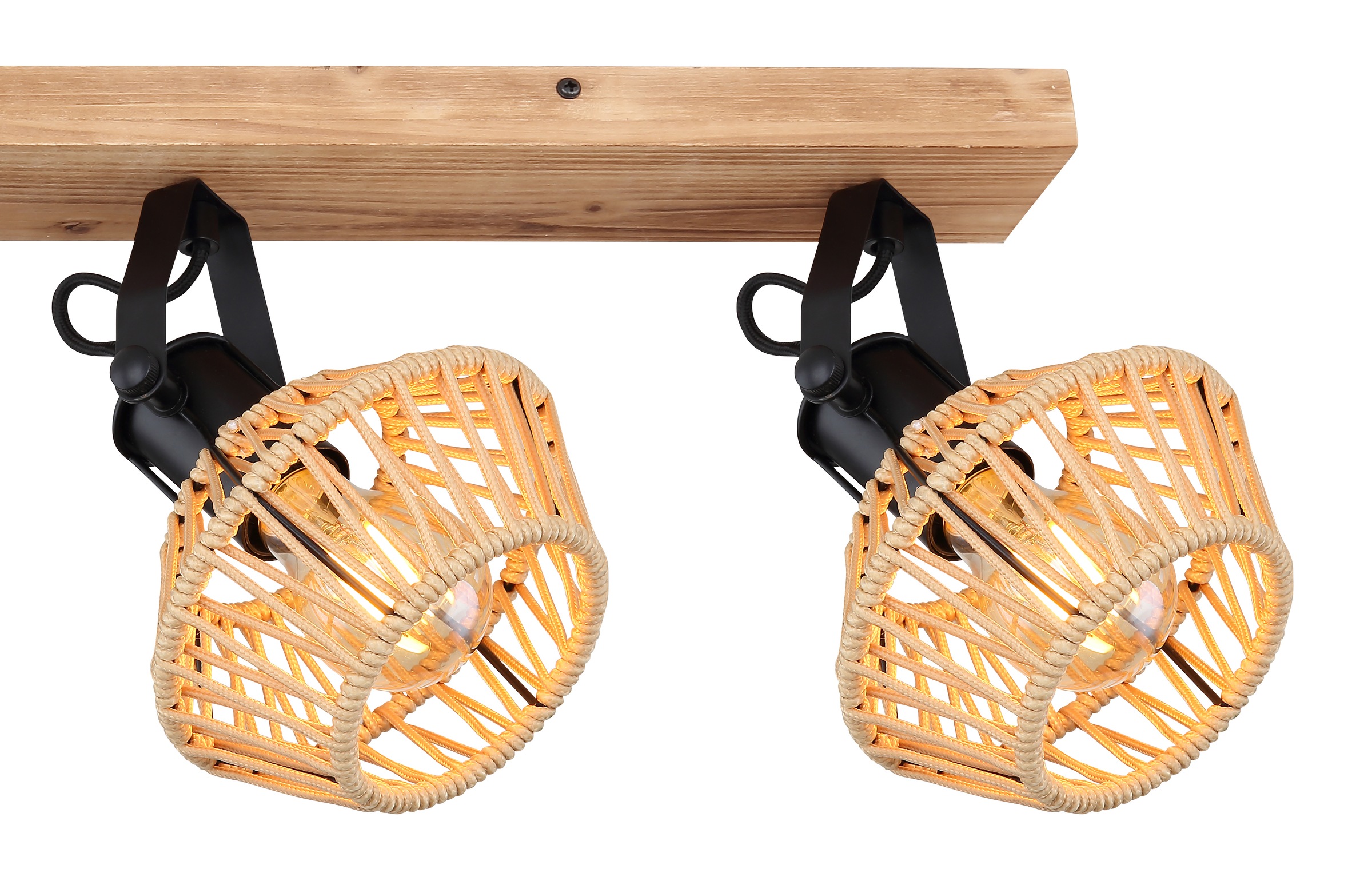 GLOBO LIGHTING Deckenspot »VALLI« E27 1 Stk. Dunkelbrauner Strahler mit Hanf, Metall schwarz matt, E27 4x60W