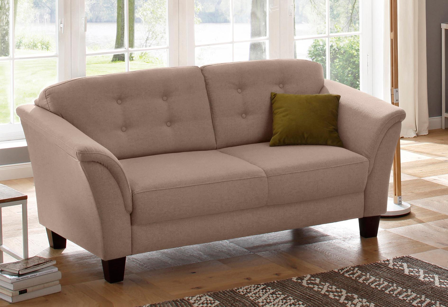 OTTO home 3-Sitzer "Trondheim" mit Federkern, Knopfheftung im Rücken, Füße Buche