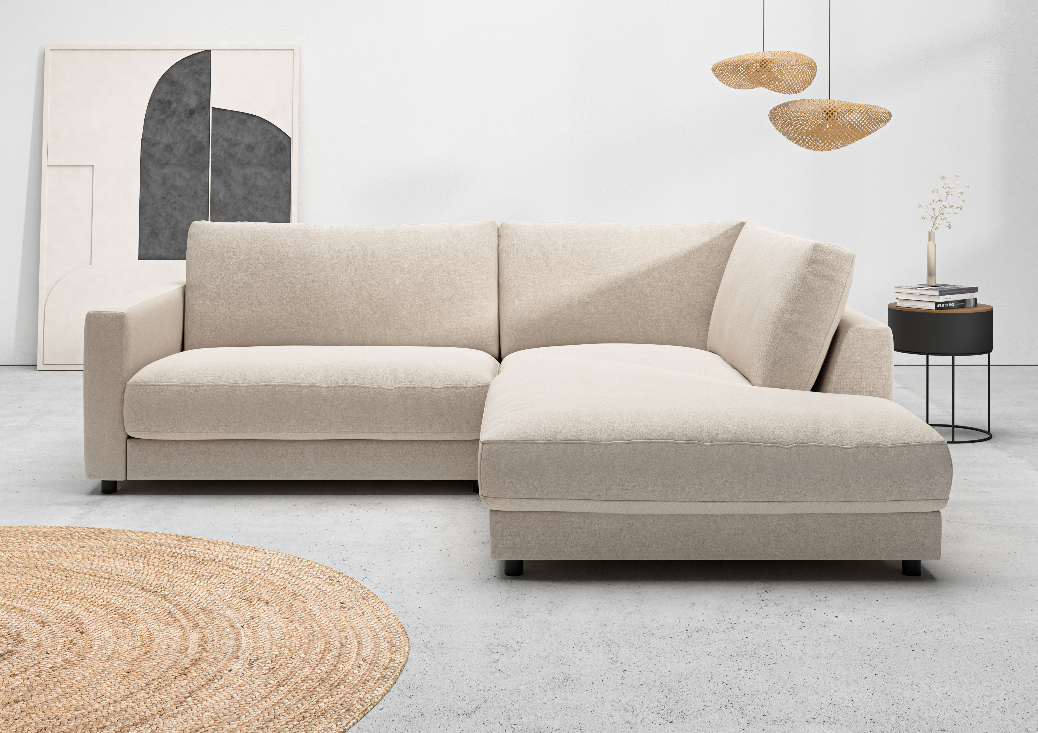 Home affaire Ecksofa "Ecksofa Jiro, L-Form, große Sitztiefe, Breite 252 cm" lose Sitz- & Rückenkissen, weicher Polsteraufbau, komfortabel & modern