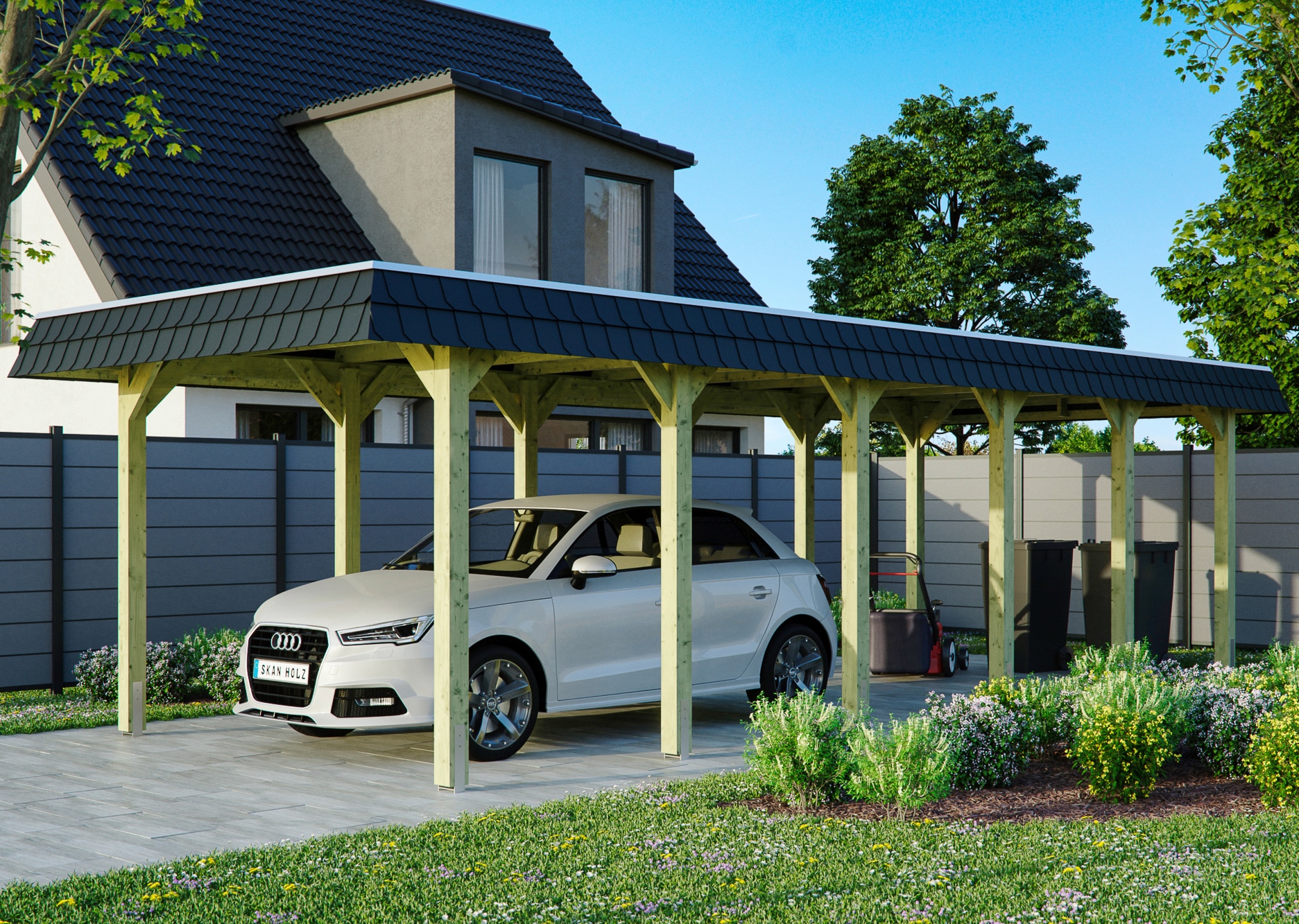 Skanholz Einzelcarport "Spreewald" Massivholz 285 cm grün