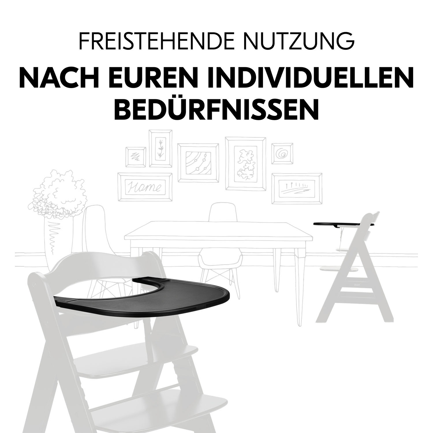 Hauck Hochstuhltablett »Alpha Click Tray, Black«, aus recyceltem Material
