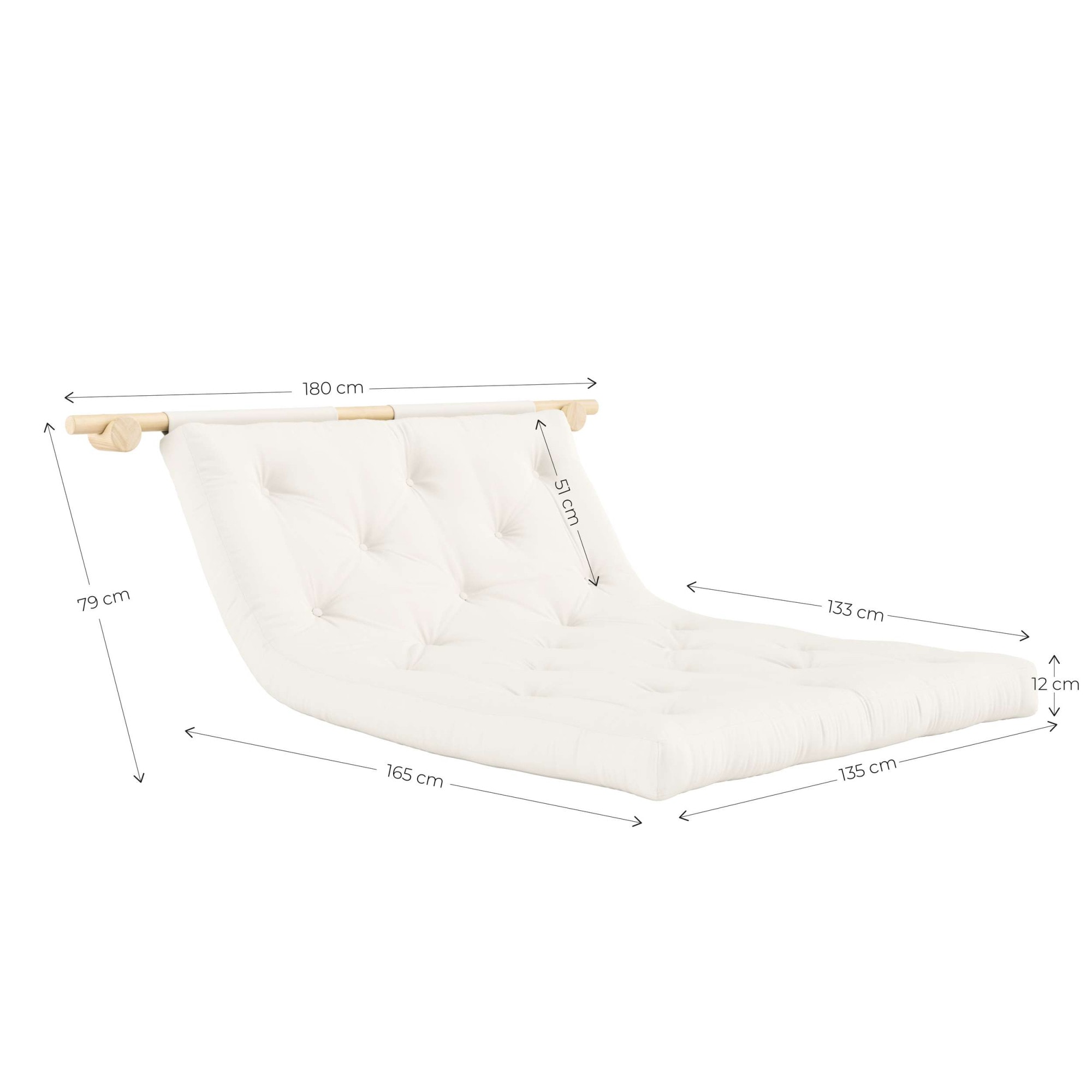 Karup Design Schlafsofa »Hooked Schlafsessel, Sitz- und Schlafplatz, Wandmontiert, platzsparend«, Futonmatratze inkl. Halterungsset aus FSC®-zertifiziertem Massivholz