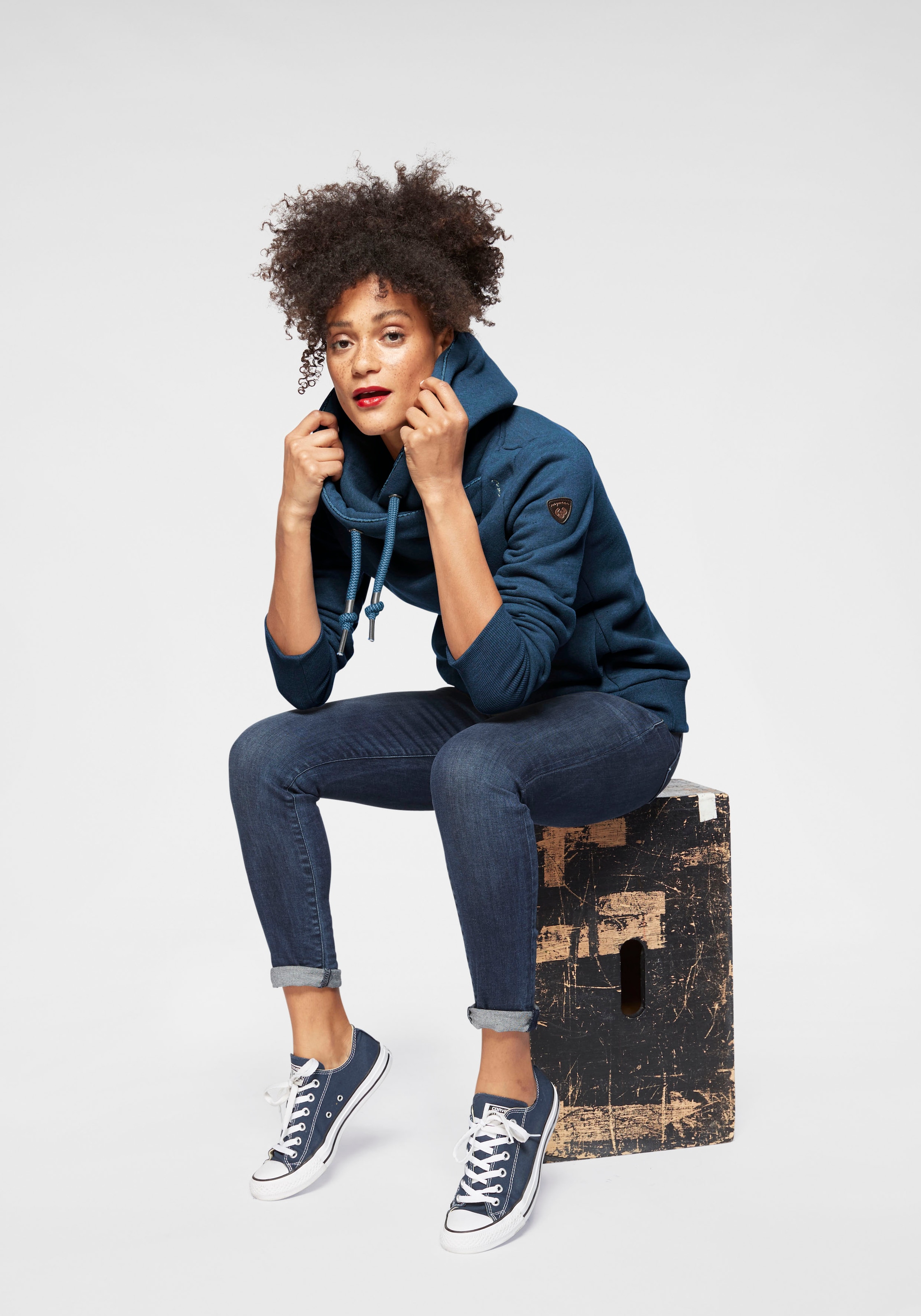 Ragwear Kapuzensweatshirt »GRIPYBUTTON«, Sweater mit rustikalen Kordel-Akzenten