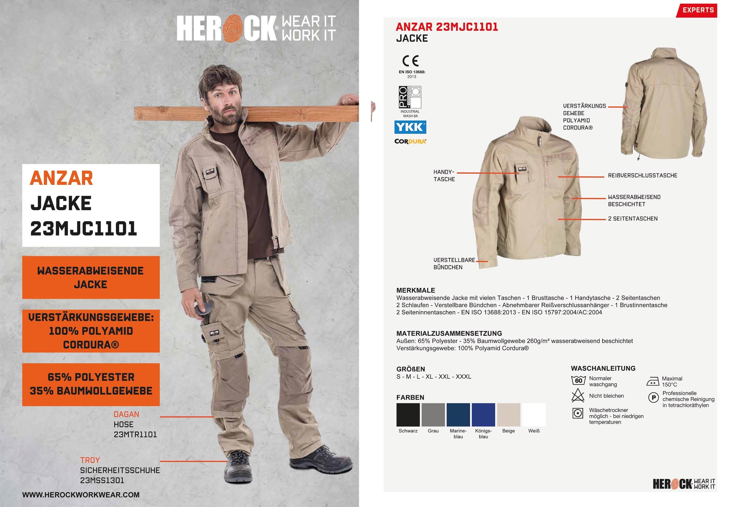7 Herock BAUR - Taschen Bündchen robust Arbeitsjacke verstellbare Jacke«, günstig - | Wasserabweisend - »Anzar
