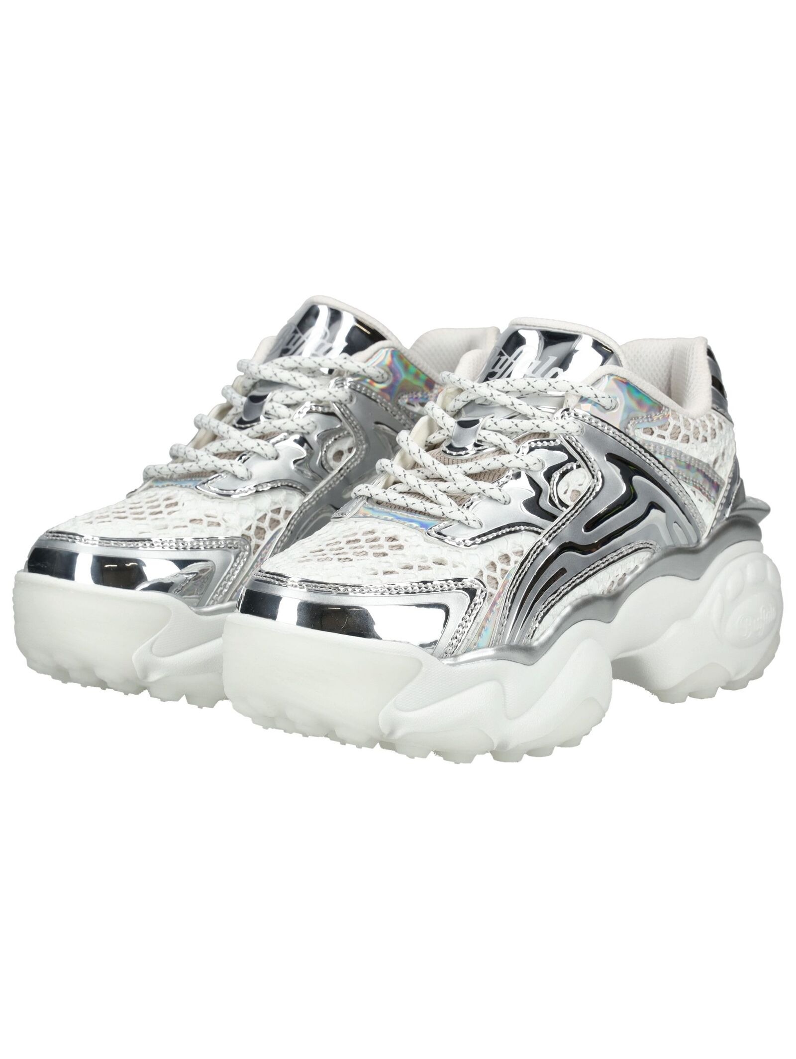 Sneaker BUFFALO "Buffalo Sneaker Lederimitat/Mesh", Damen, Gr. 40, silber, Lederimitat, Textil, Schuhe Sneaker 6