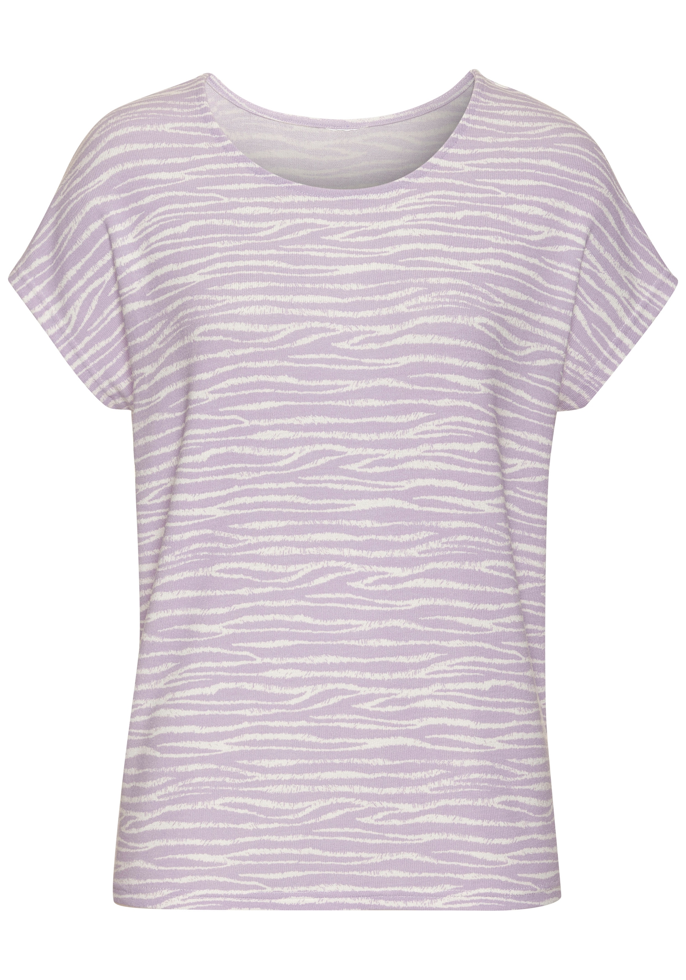 LASCANA Kurzarmshirt »mit modischem Zebra-Muster«, aus weichem Viskose-Strick