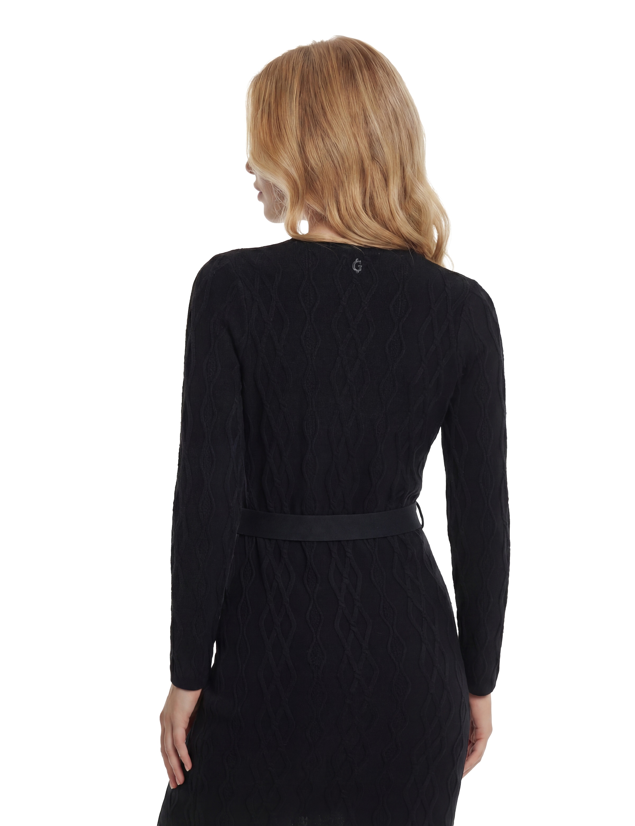 Guess Strickkleid »LS YUKI CABLEBODYCON DRESS« mit Taillengürtel, figurbetont