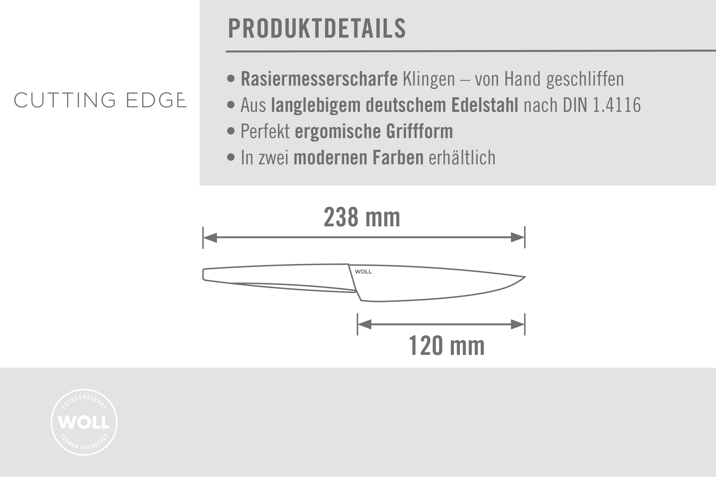 WOLL Universalküchenmesser »Cutting Edge«, (1 tlg.), aus deutschem Edelstahl gemäß DIN 1.4116
