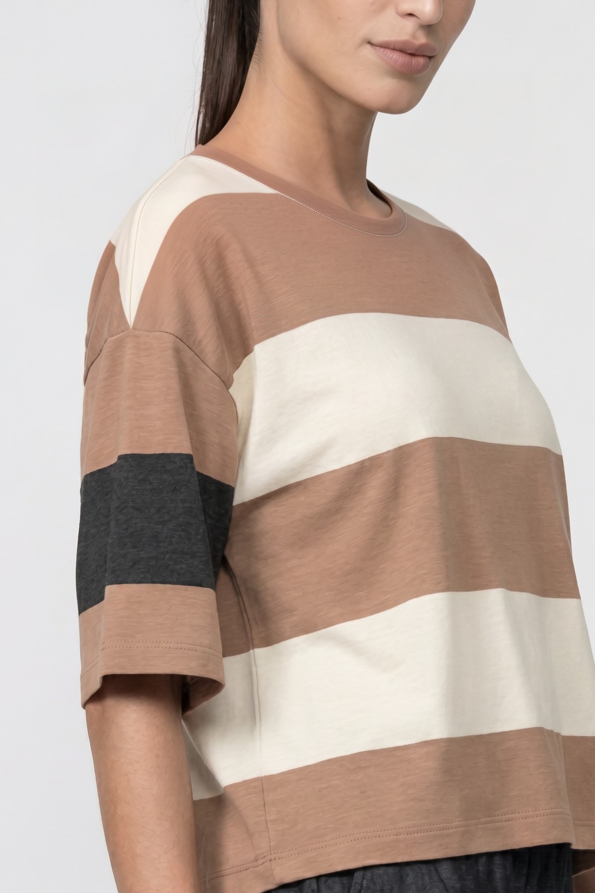 Monari Sweatshirt »Sweatshirt Ringel + Colourblock«, Regular fit mit Streifen

