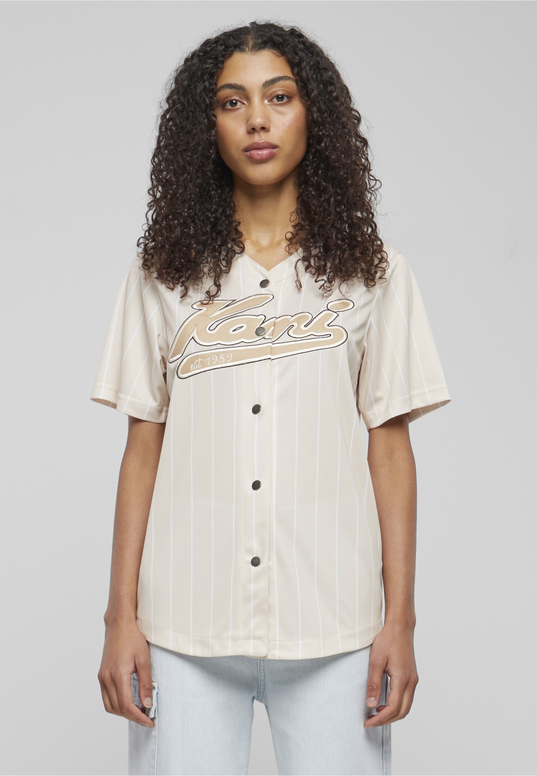 Karl Kani Kurzarmshirt »Karl Kani Damen KW233-035-1 KK Varsity Pinstripe Baseball Shirt« 1
