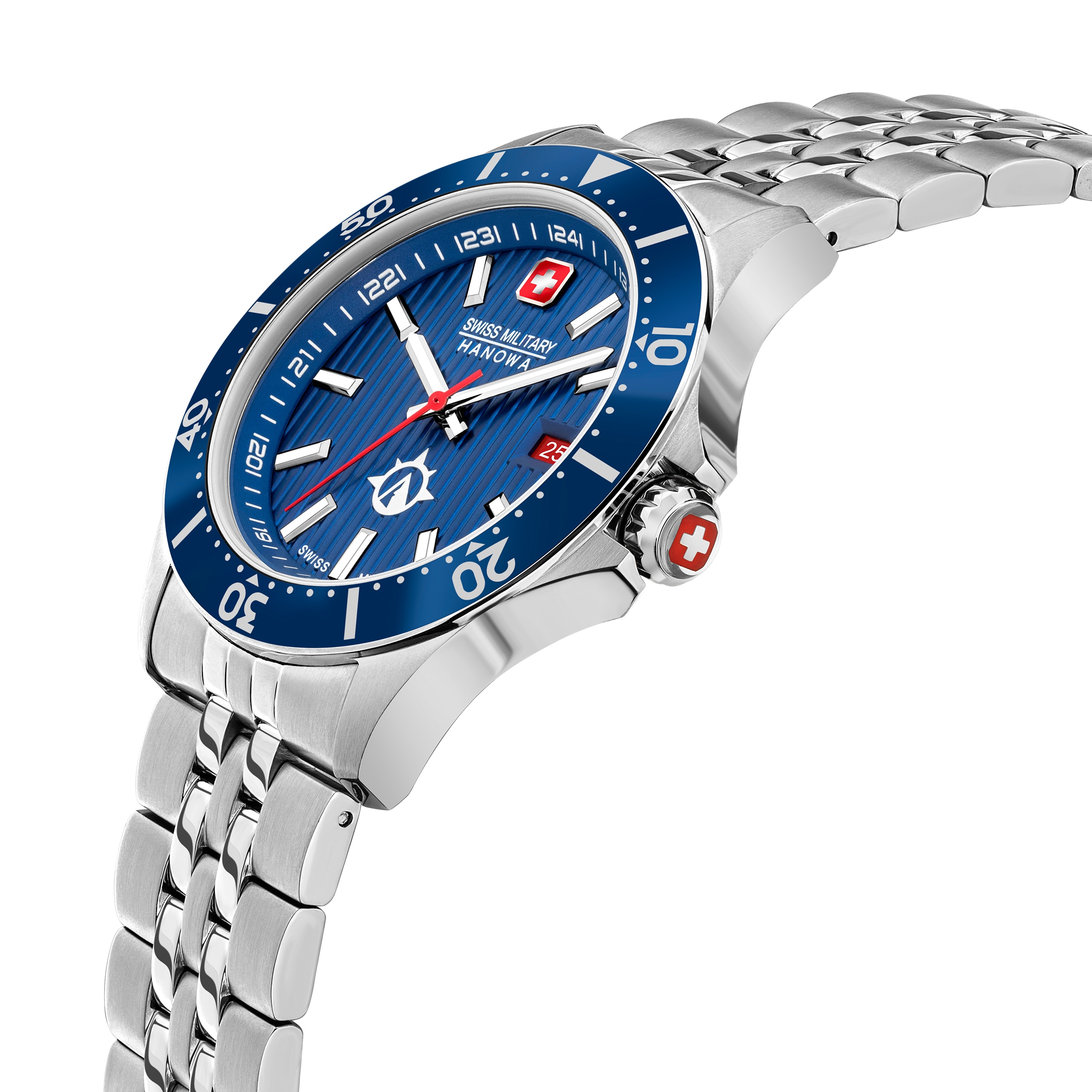 Swiss Military Hanowa Quarzuhr »Flagship X« Armbanduhr, Herrenuhr, Swiss Made, Edelstahlarmband, analog, Tag