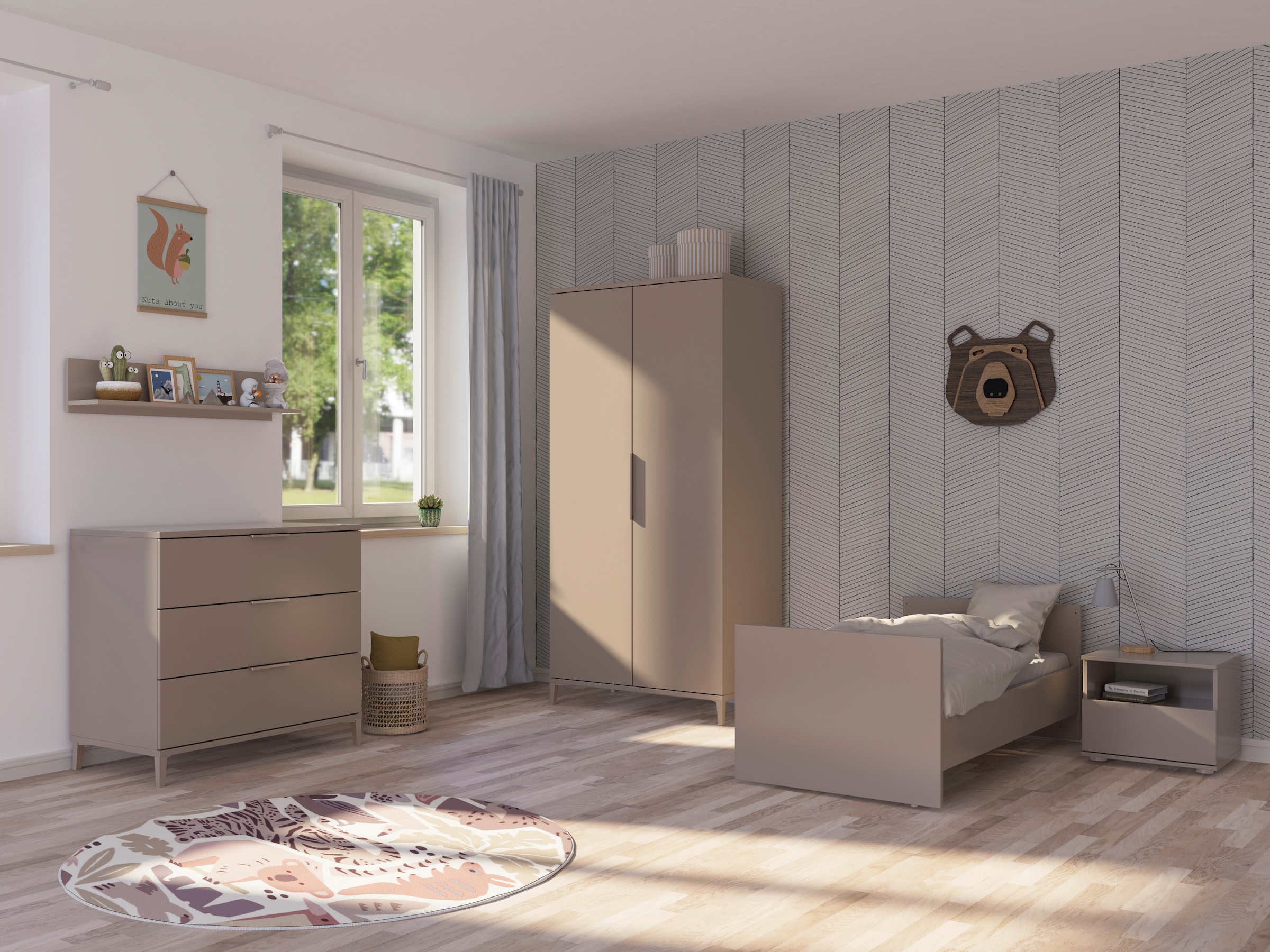 YUNY by PAIDI Umbauseiten »BROTHER STU für den Umbau vom Babybett zum Juniorbett«, Erweiterungs-Set Kinderbett 70x140cm in Taupe
